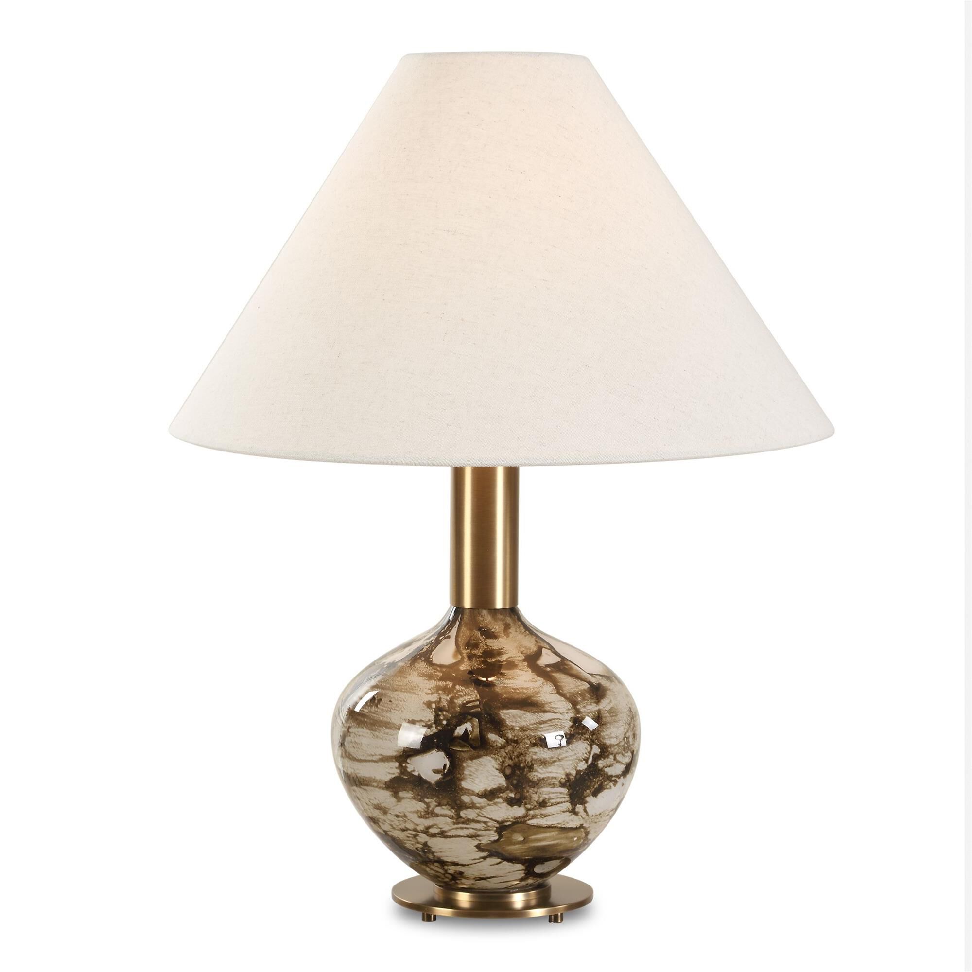 Shown in Bronze, Brown, White finish and Round Tapered Hardback shade