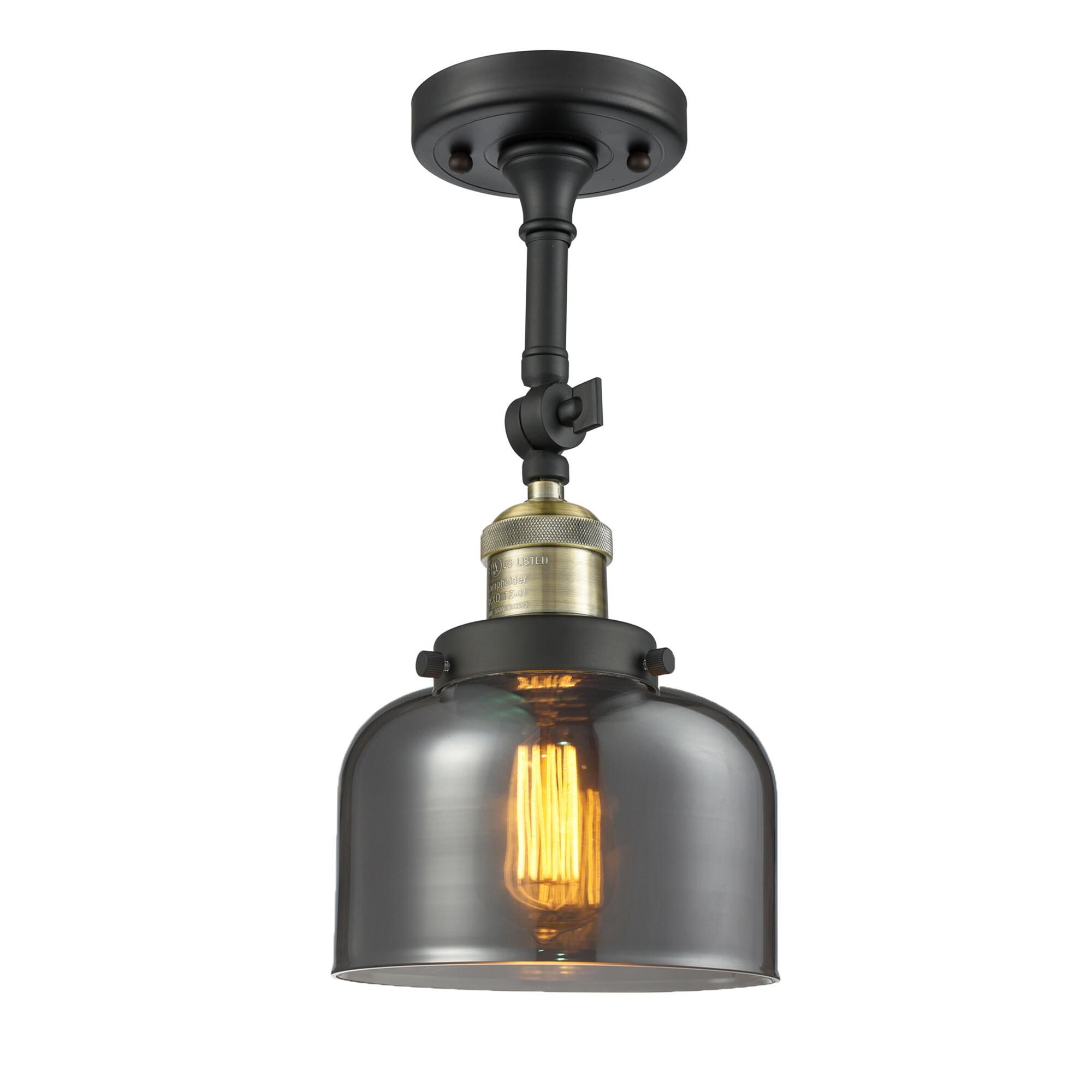 Shown in Black Antique Brass finish and Plated Smoked glass