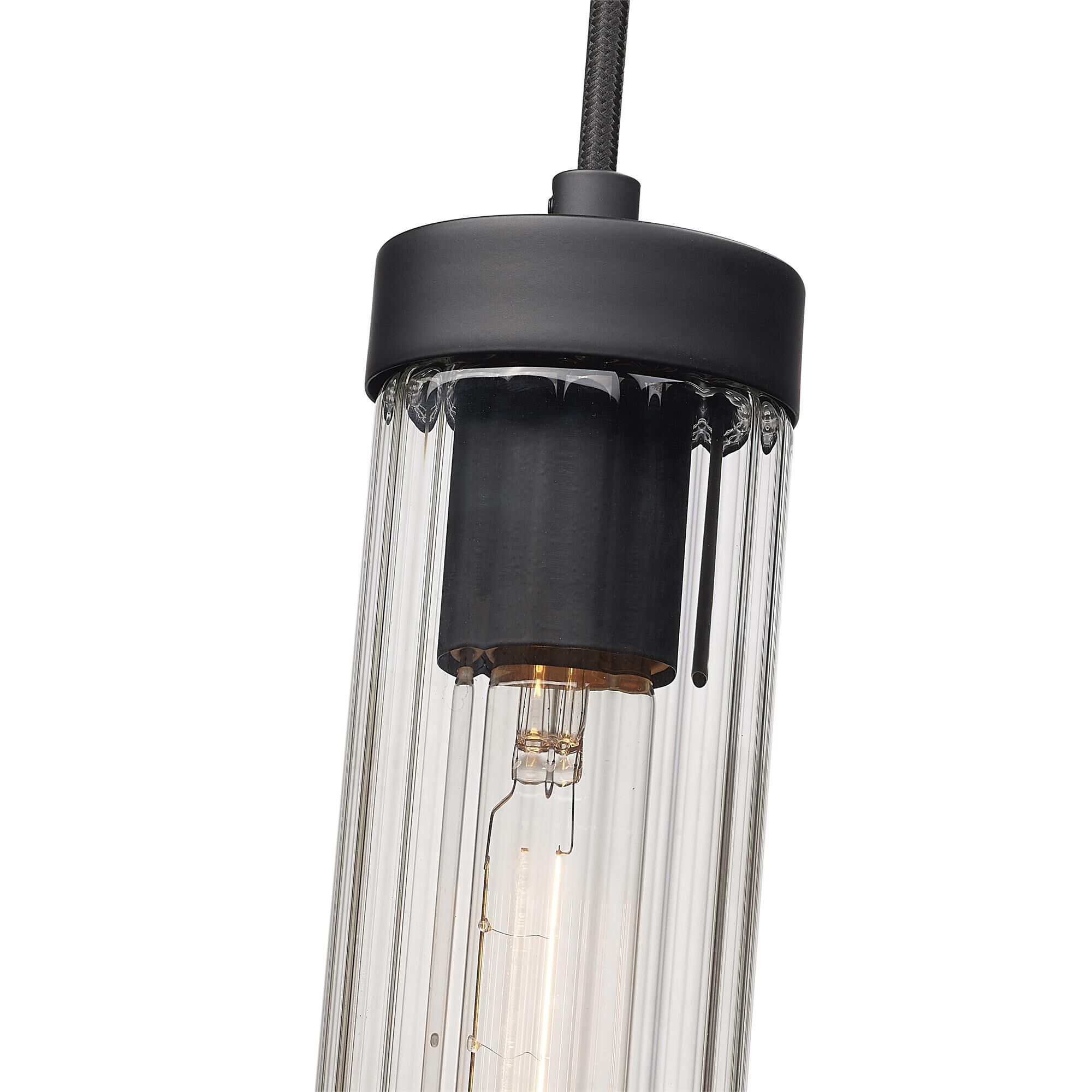 Shown in Matte Black finish and Clear glass