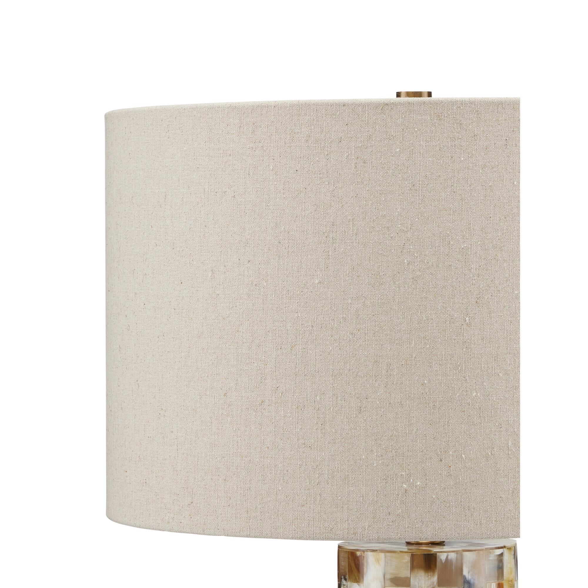 Shown in Natural finish and Beige Linen shade