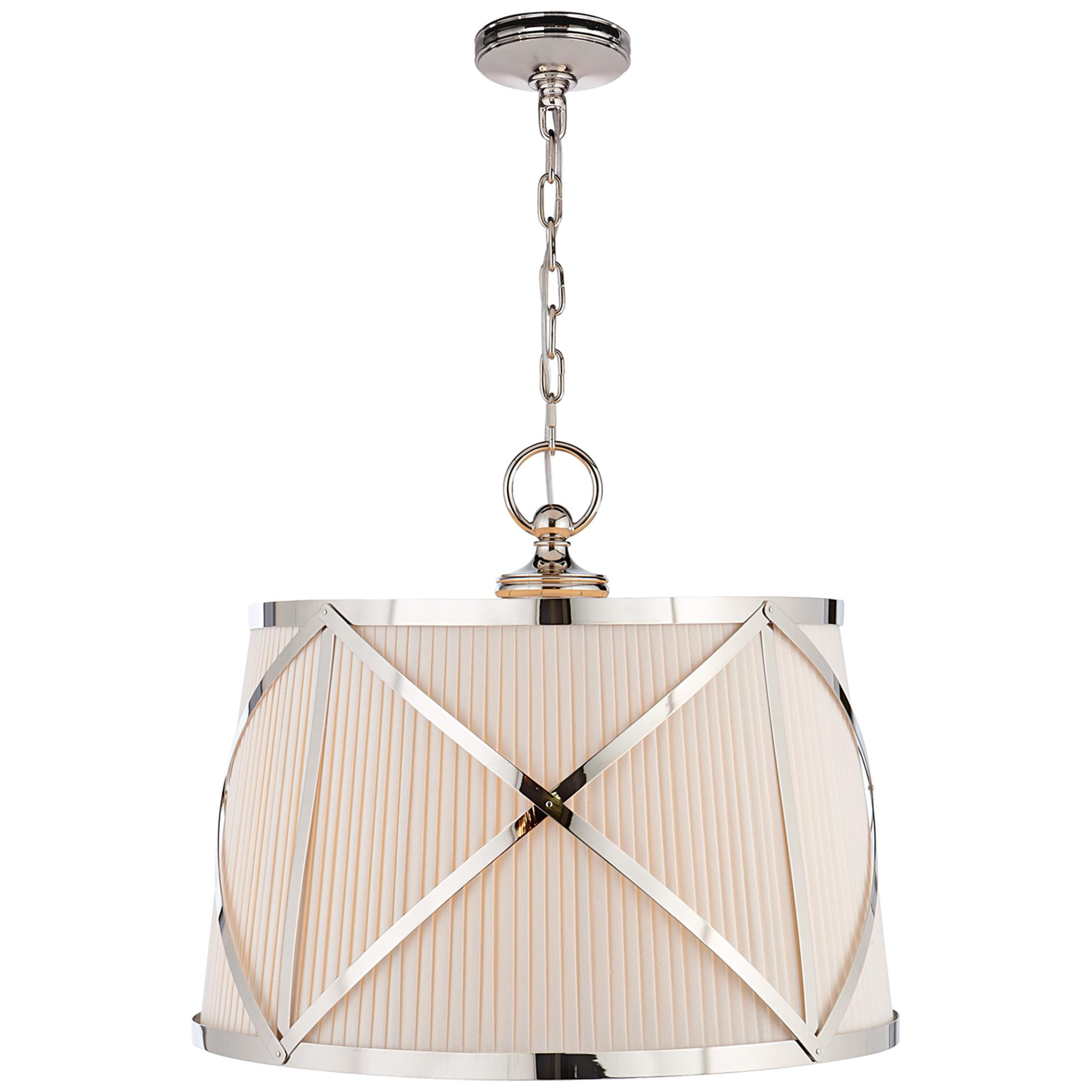 Shown in Polished Nickel finish and Linen shade