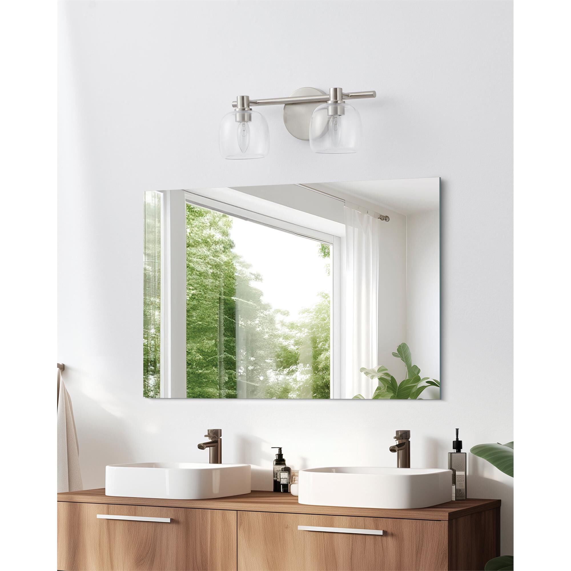 Shown in Brushed Nickel finish and Clear glass