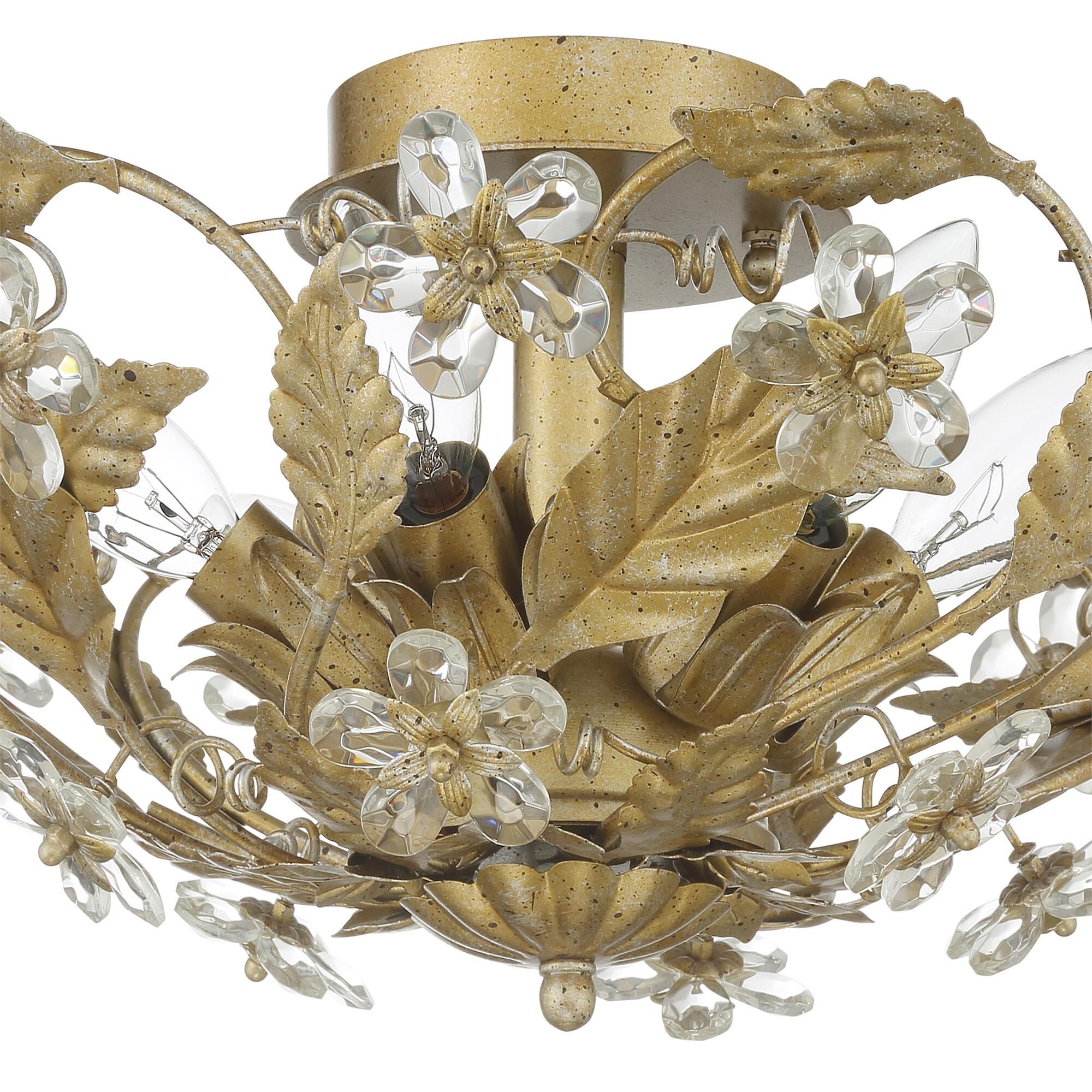 Shown in Gold Leaf finish and Clear Hand Cut crystal