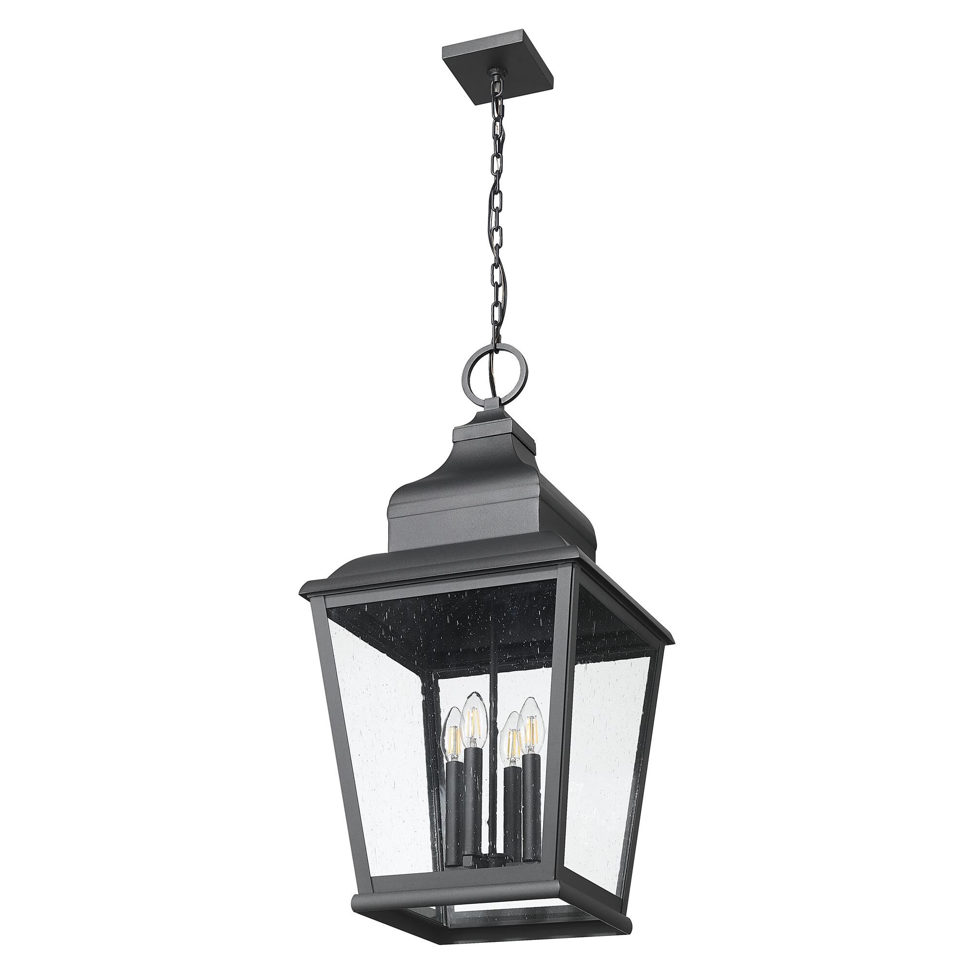 Shown in Sand Black finish and Clear Seedy glass