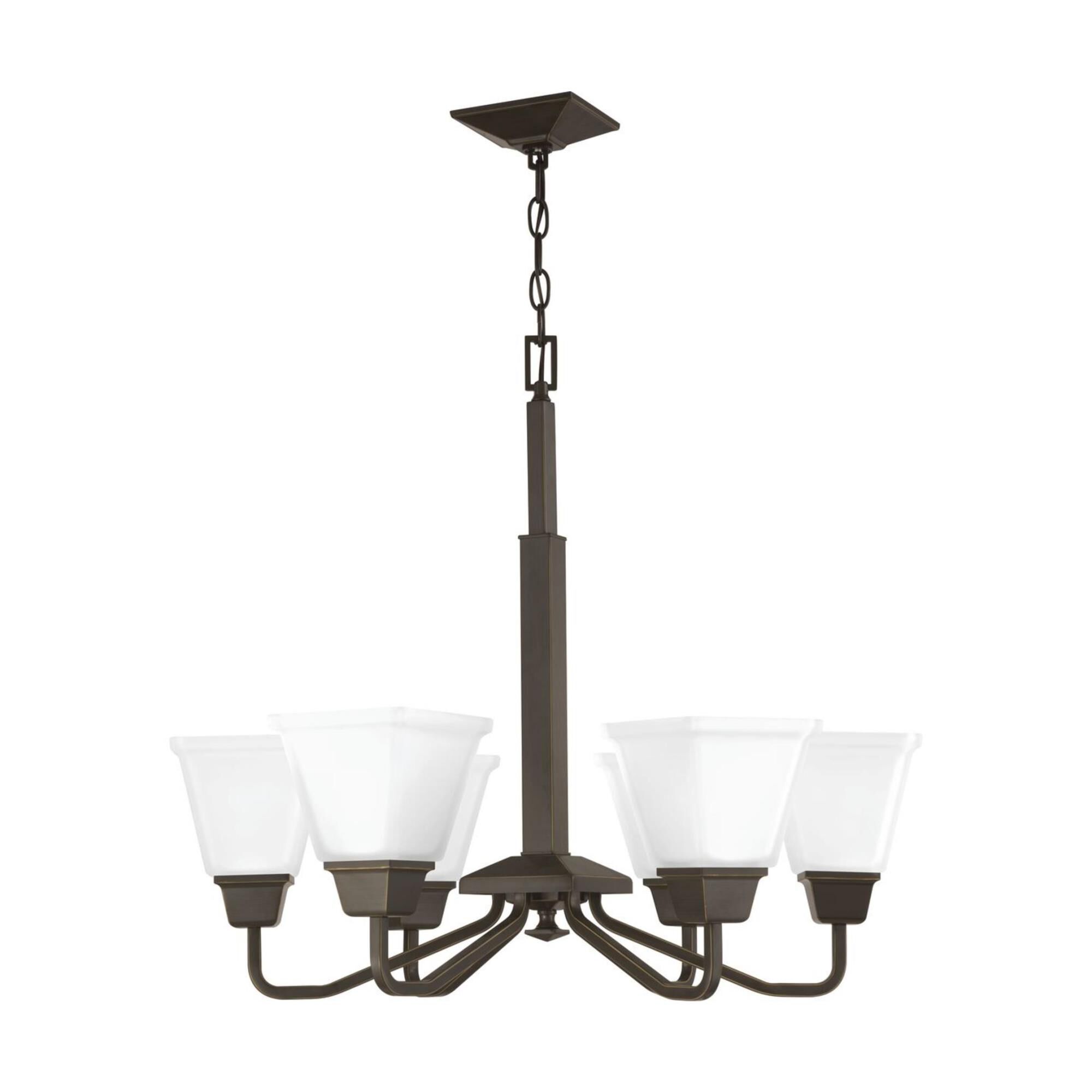 Shown in Antique Bronze finish and Etched glass