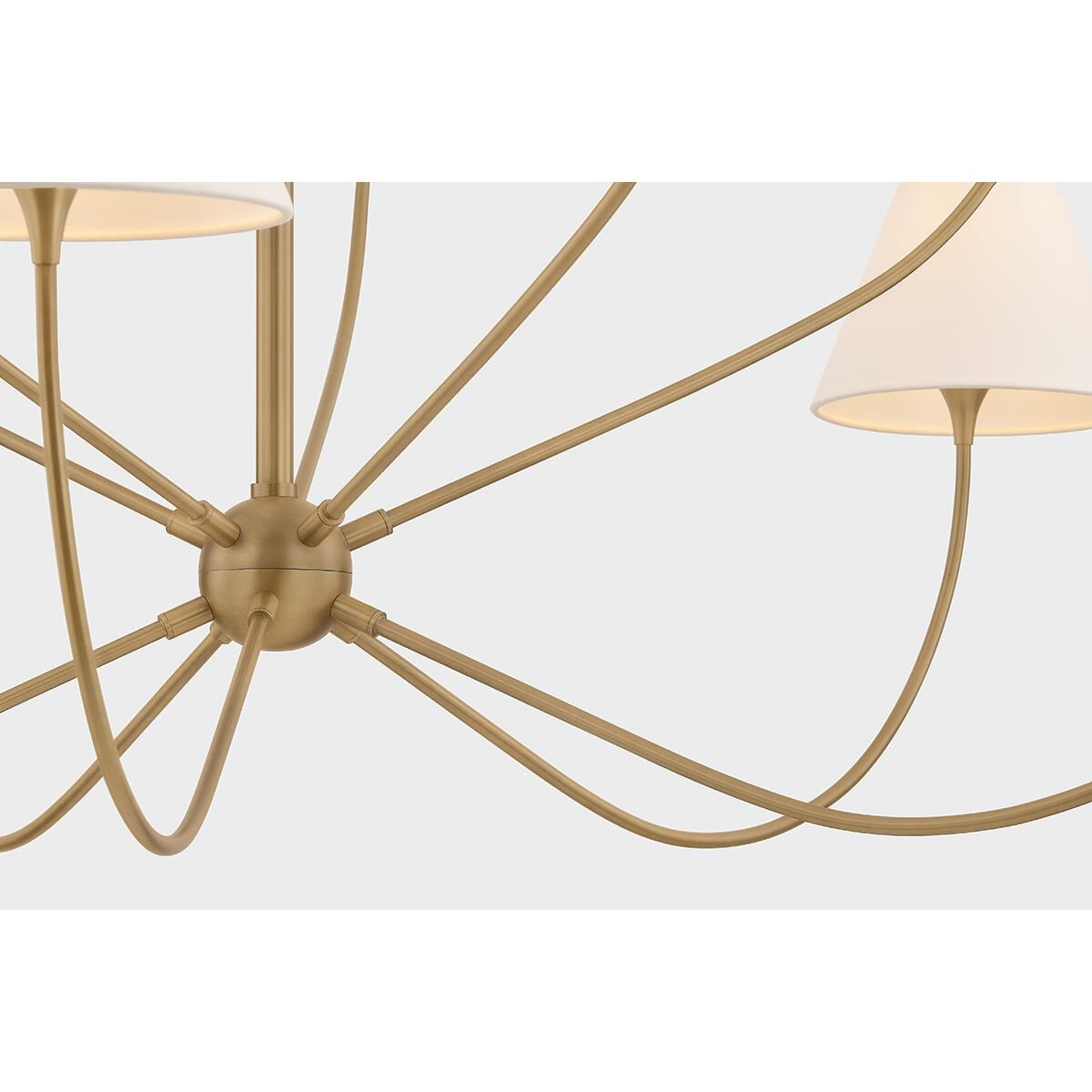 Shown in Patina Brass finish and Off White Linen shade