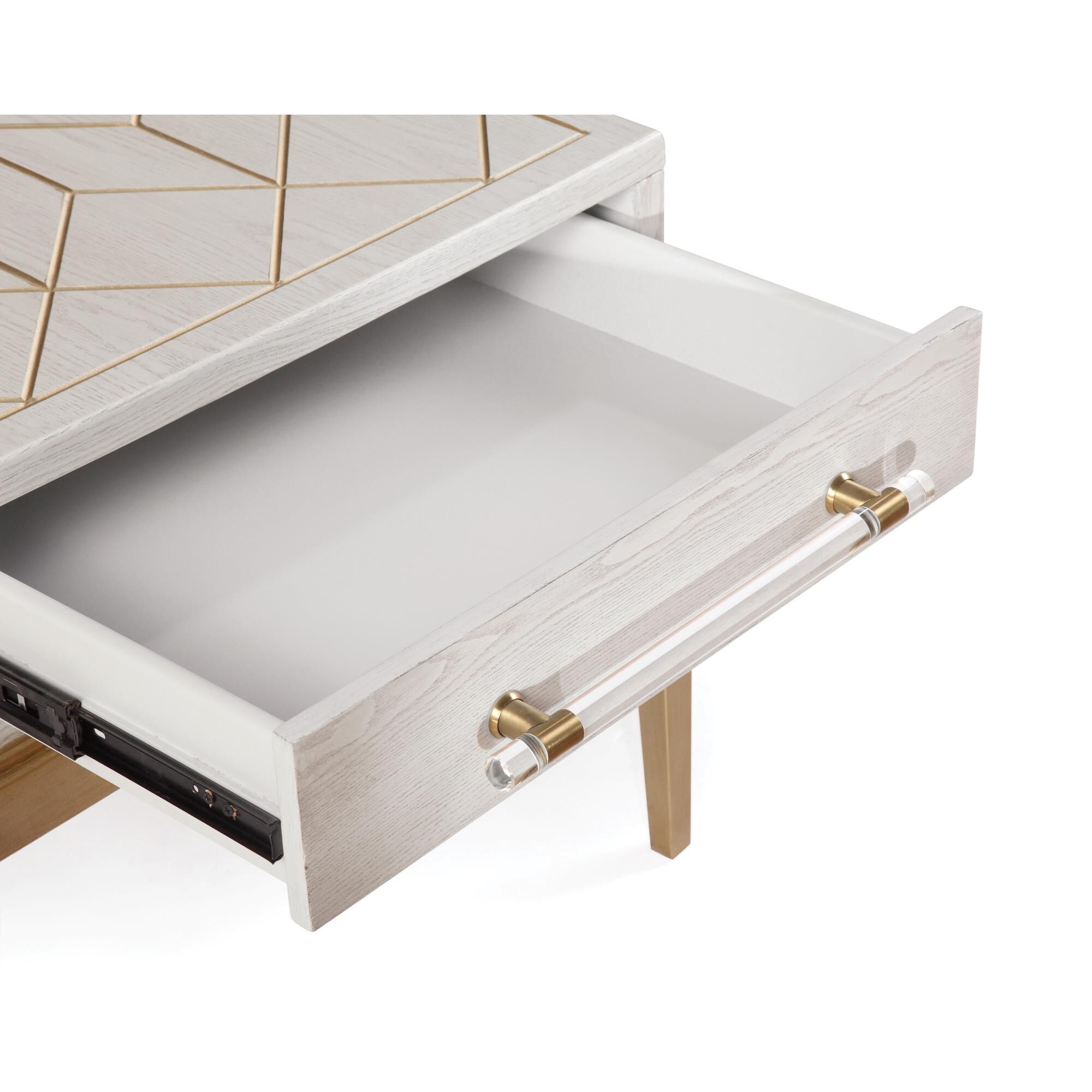 Shown in White and Brass finish