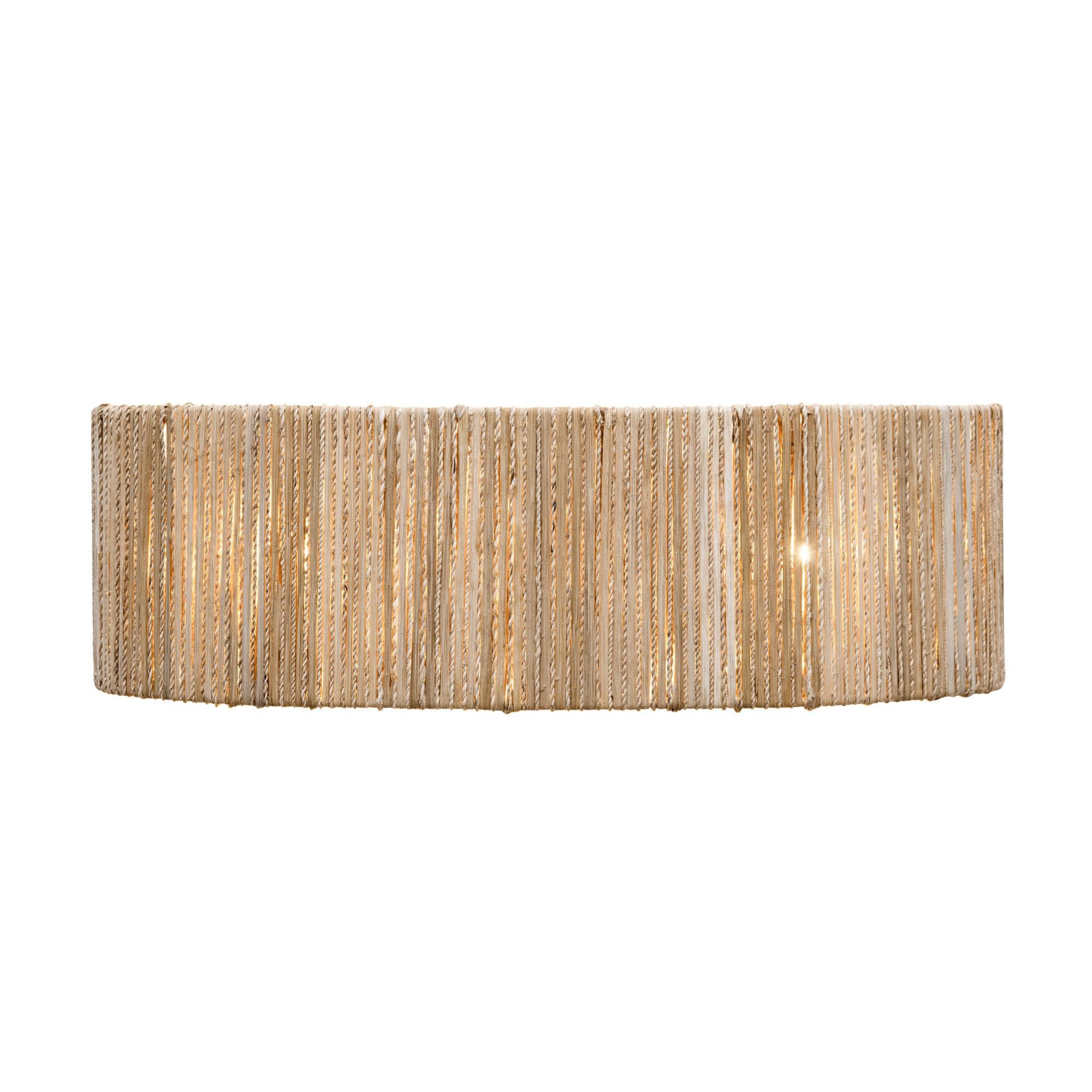 Shown in French Gold finish and Natural Rattan And Abaca Rope shade