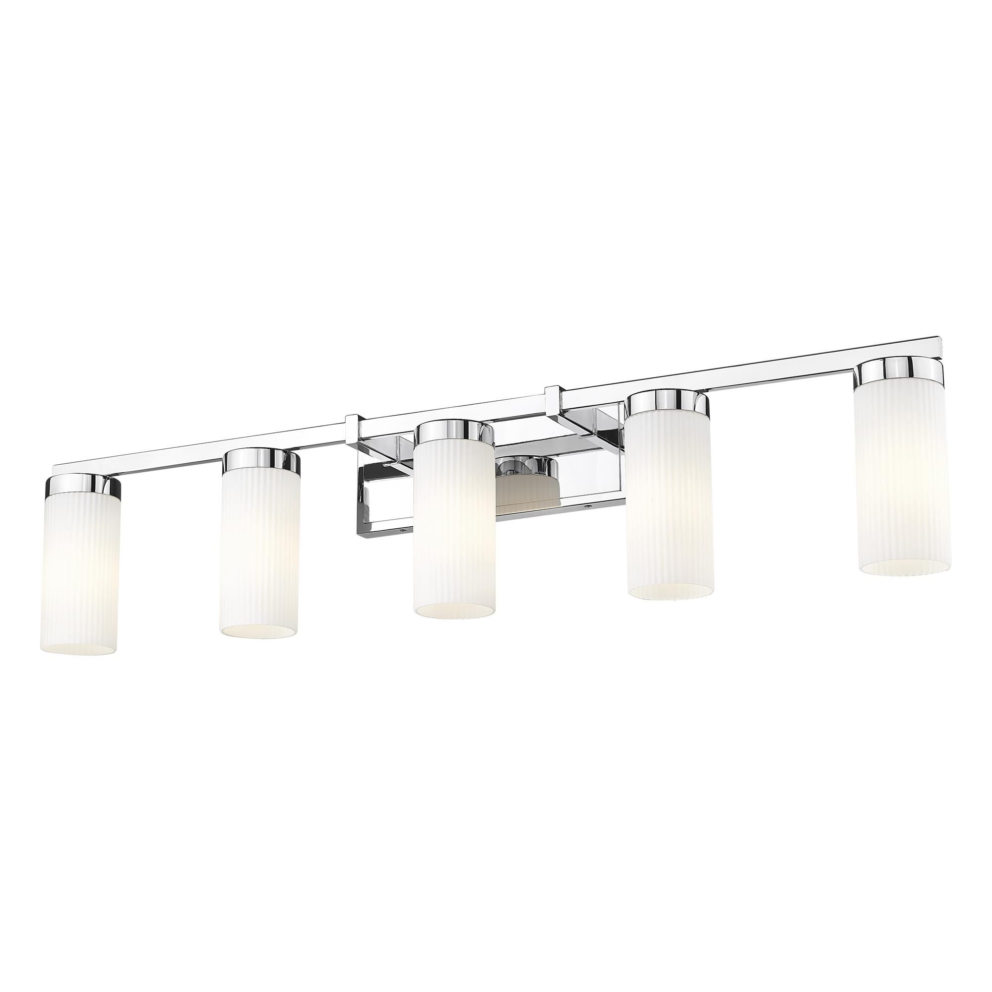 Shown in Chrome finish and White glass and White shade