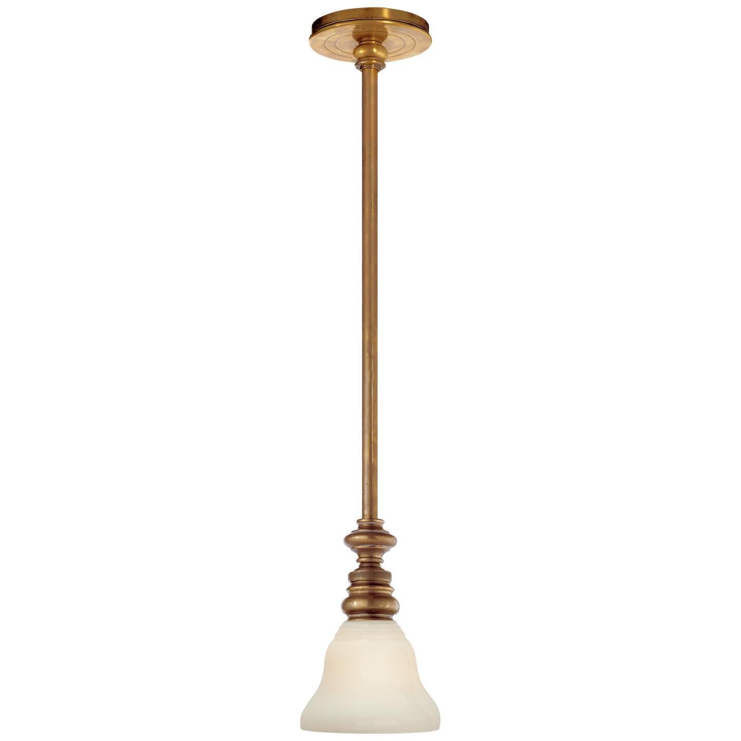 Shown in Hand-Rubbed Antique Brass finish and White Glass Desk shade
