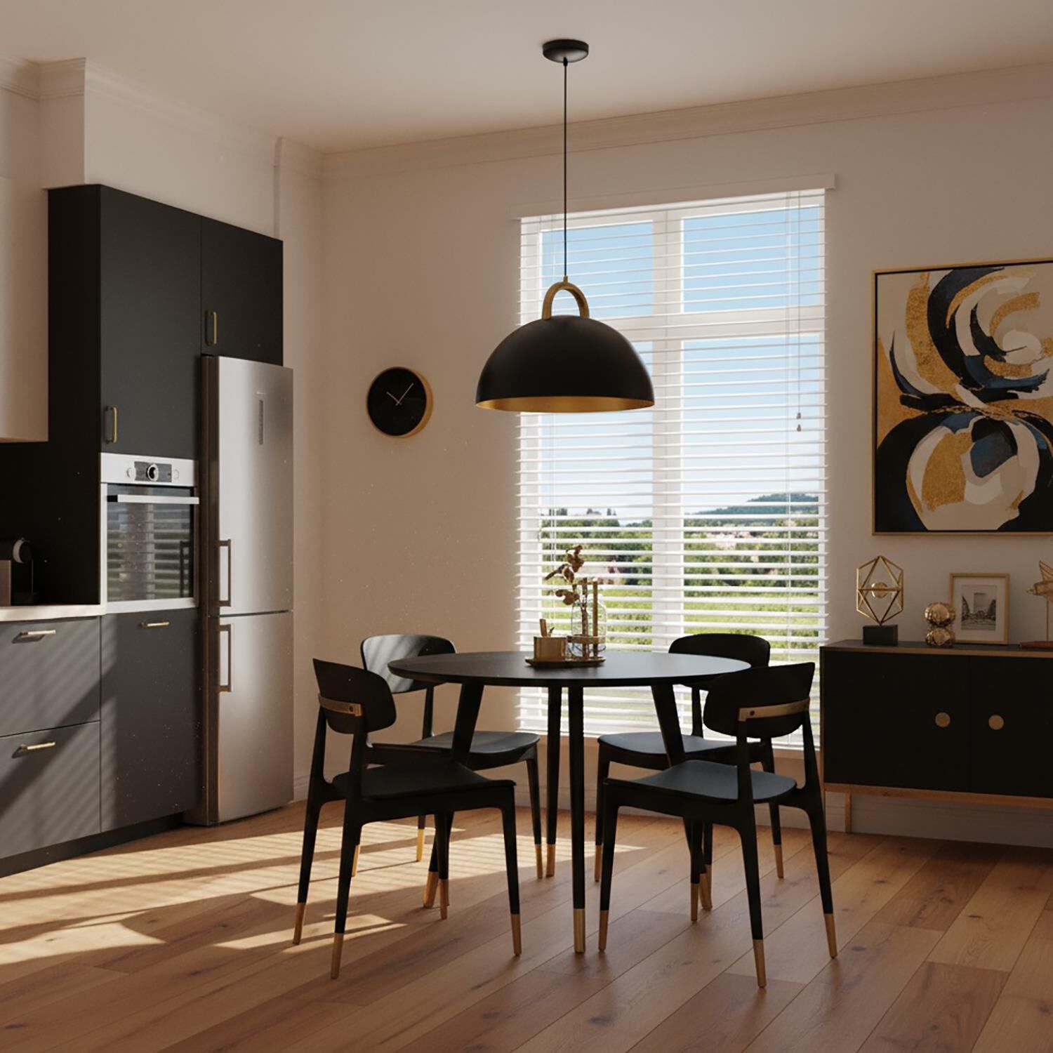 Shown in Black and Rust Brass finish and Black shade