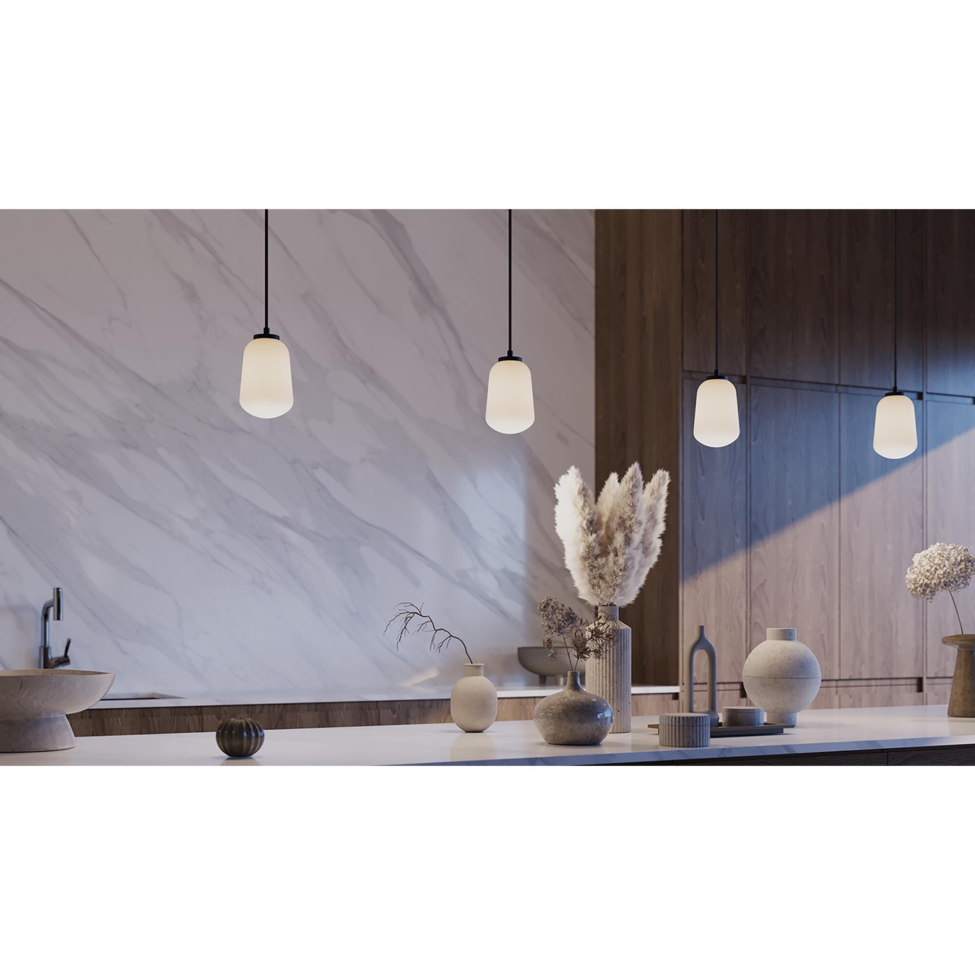 Shown in Black finish and White glass