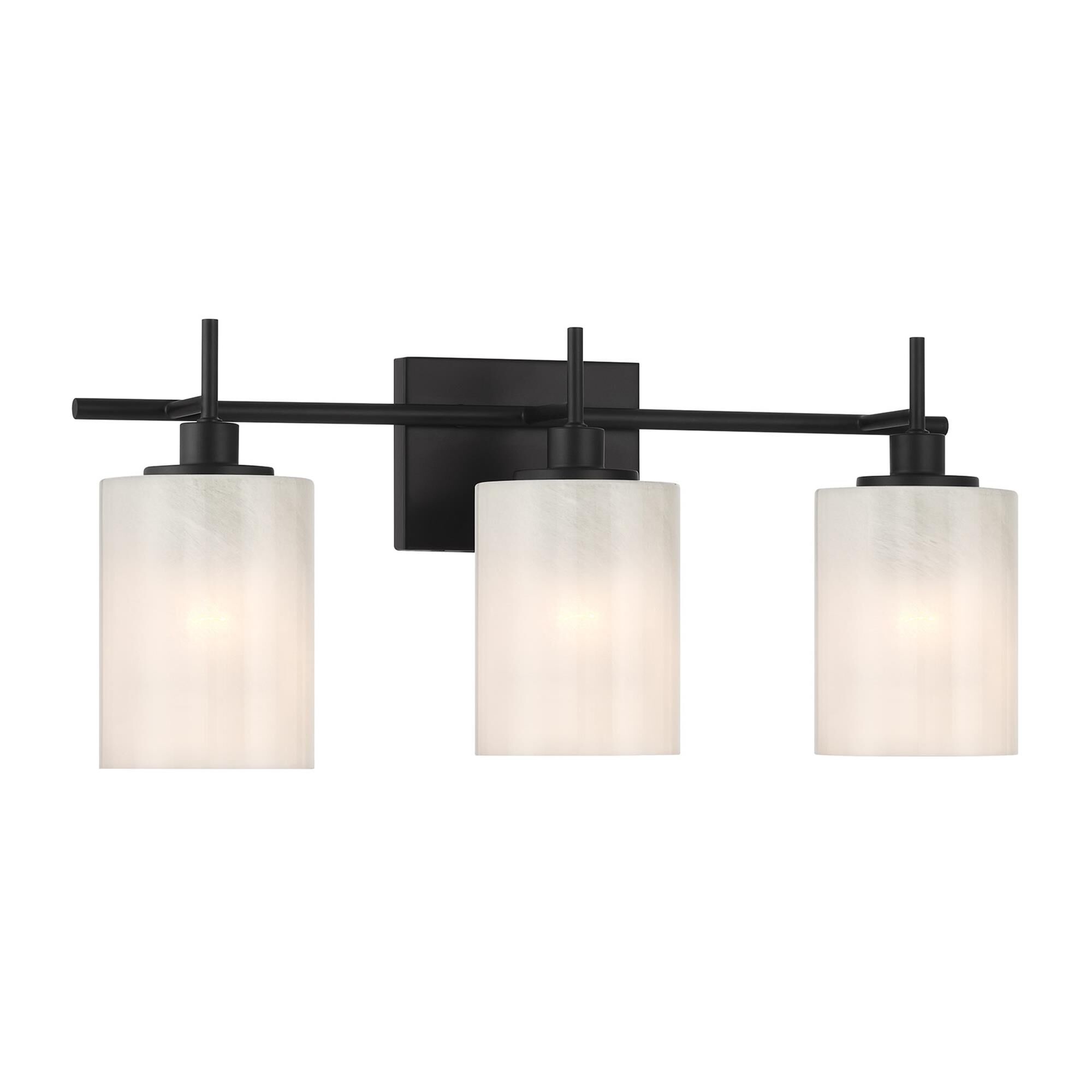 Shown in Matte Black finish and White Strie glass