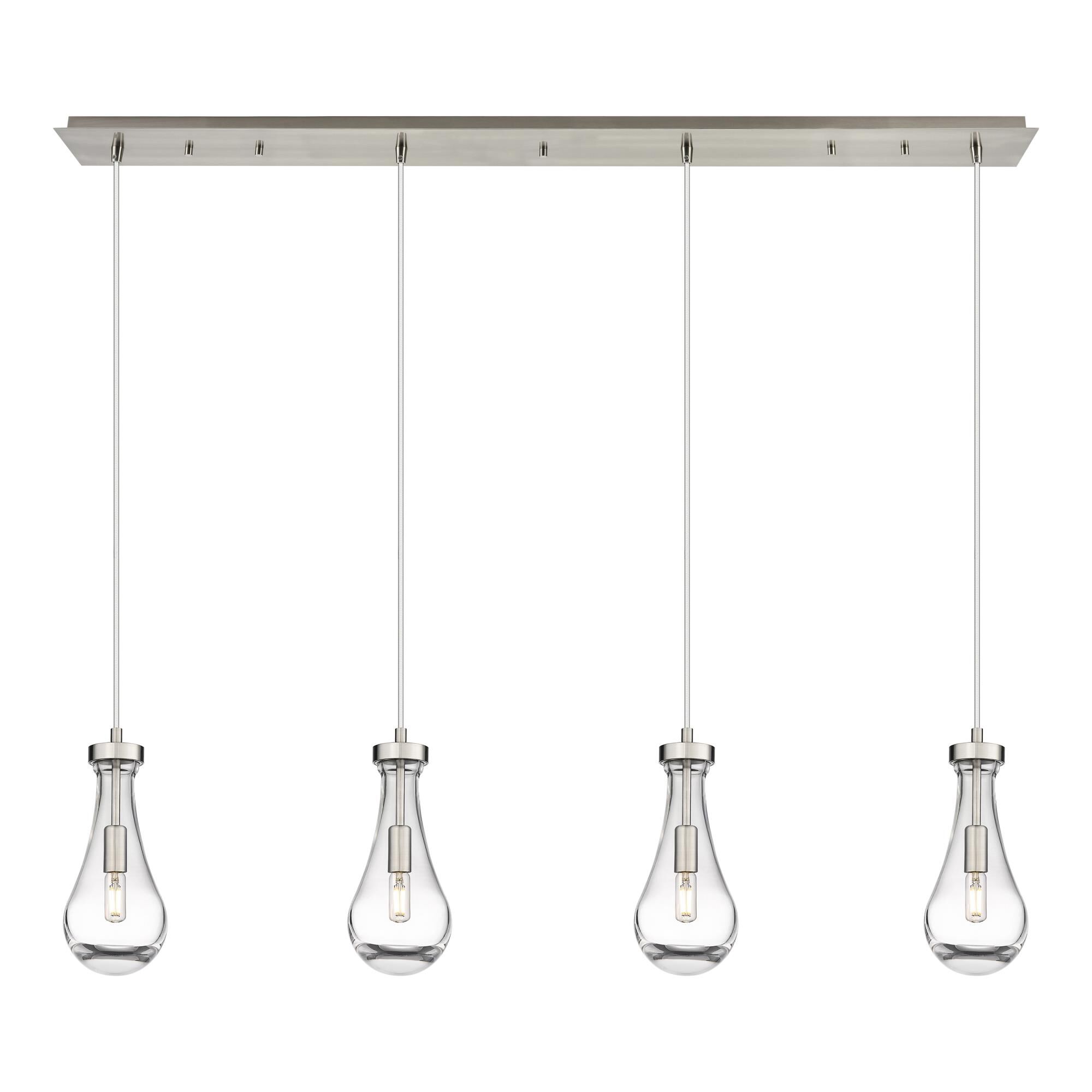Shown in Brushed Satin Nickel finish and Clear glass and Clear Glass shade