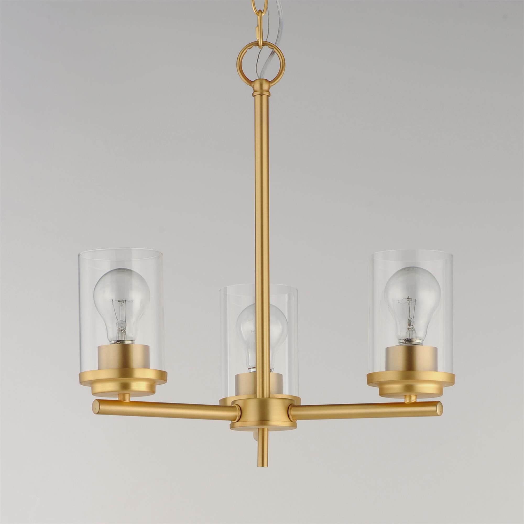 Shown in Satin Brass finish and Clear glass