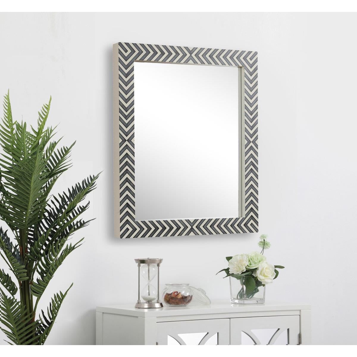 Rectangular mirror 32x27 inch in chevron Wall Mirror by Elegant Decor
