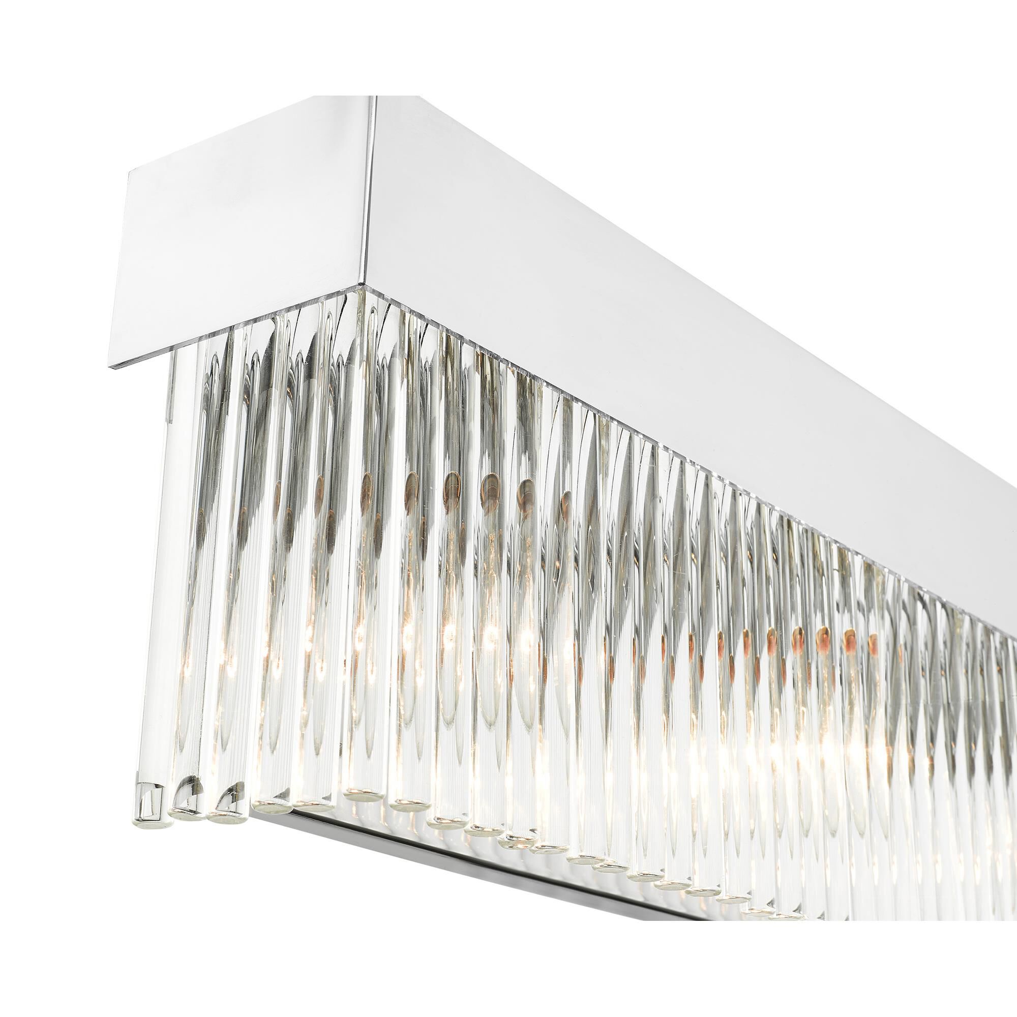 Shown in Polished Chrome finish and Polished Chrome Drum Shade With Clear Crystal Rods glass and Polished Chrome Drum  With Clear Crystal Rods shade