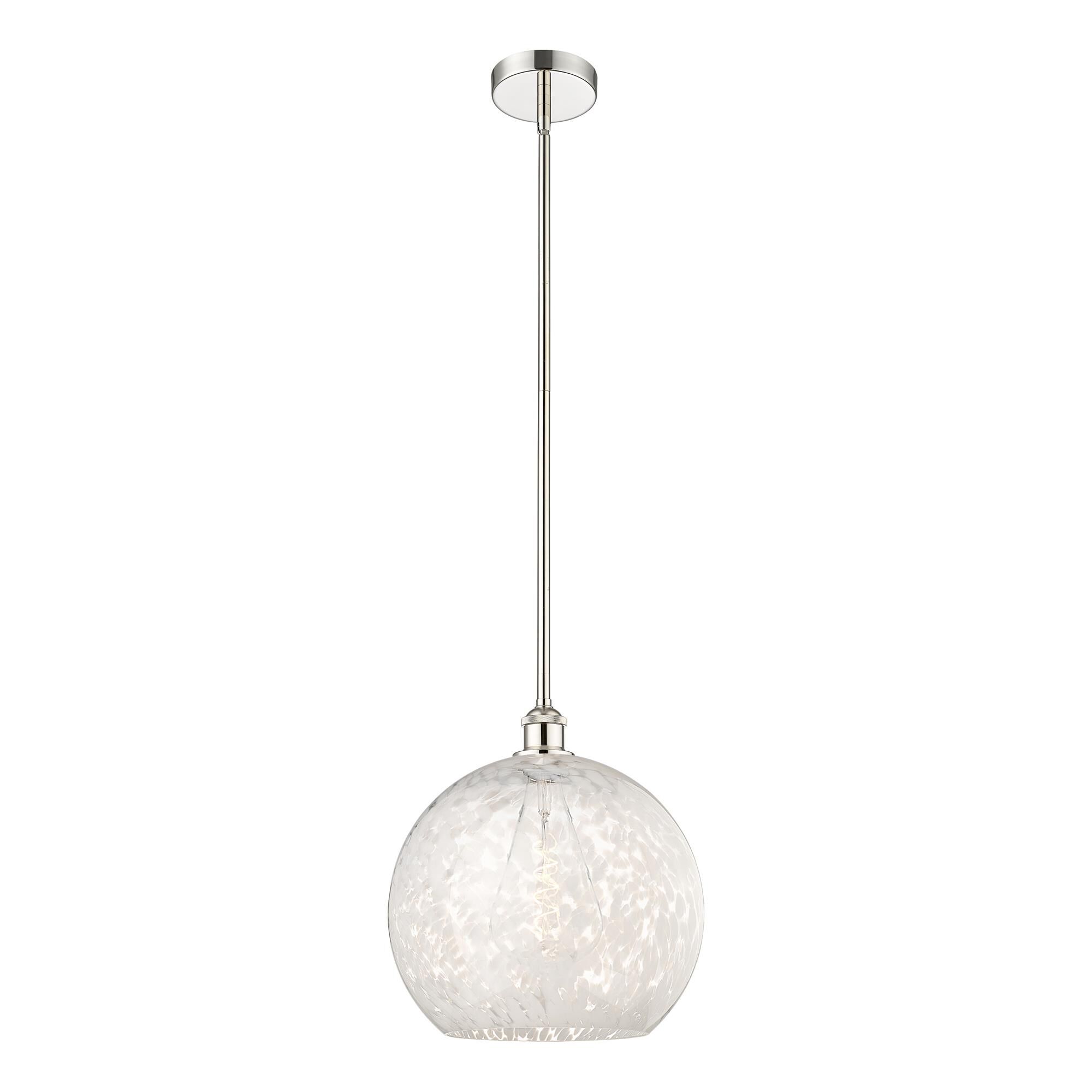 Shown in Polished Nickel finish and White Mouchette glass