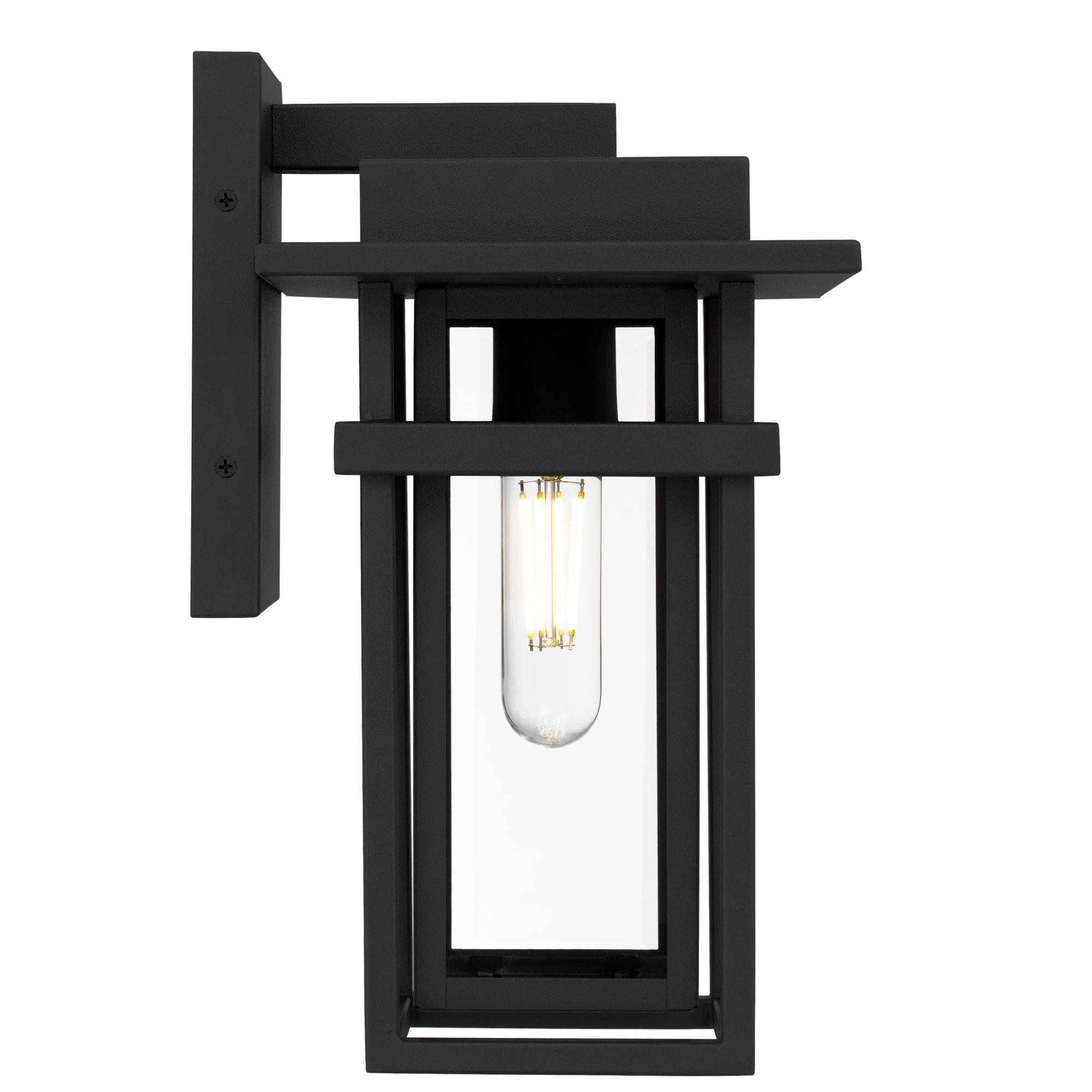 Shown in Earth Black finish and Clear Beveled Glass shade