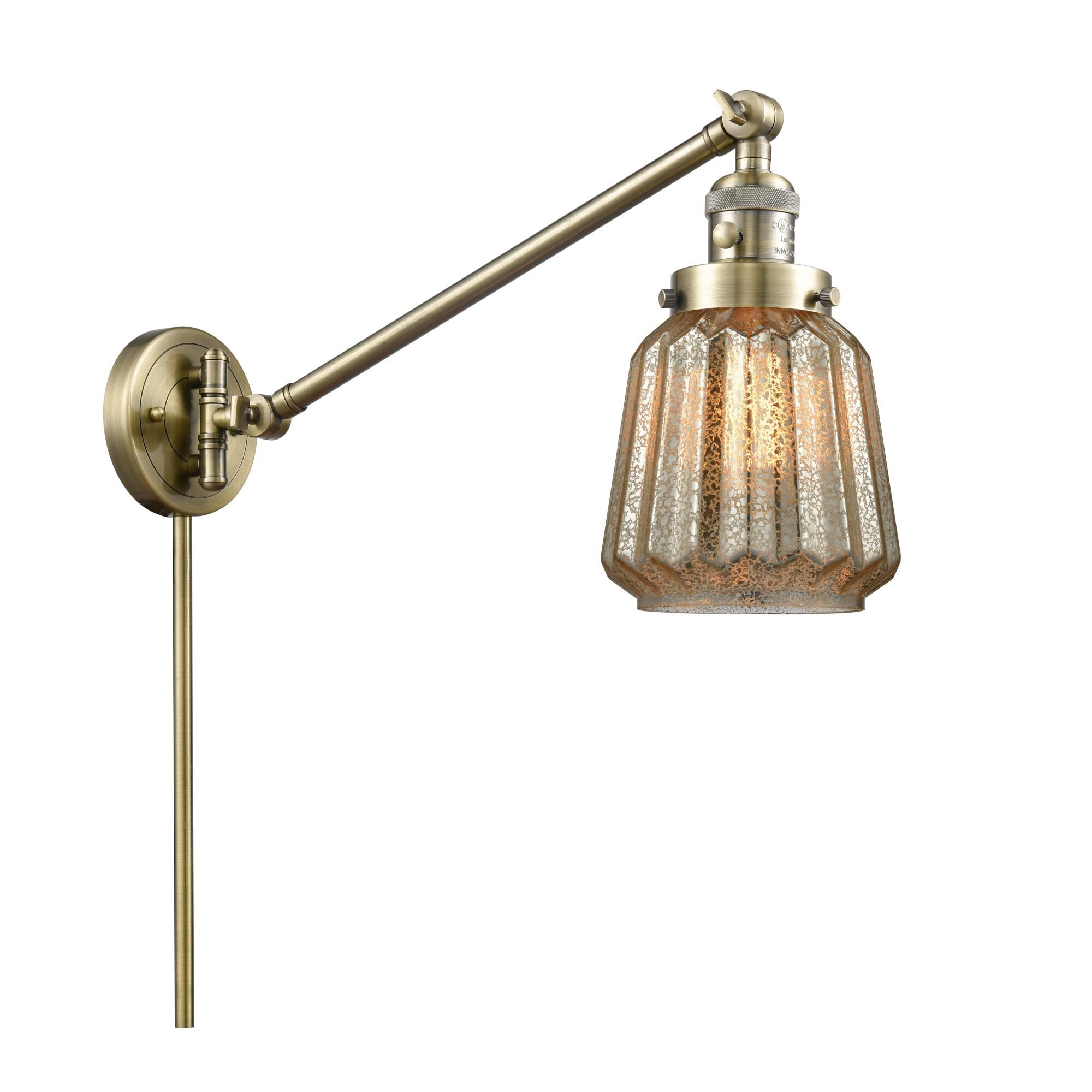 Shown in Antique Brass finish and Mercury Plated glass