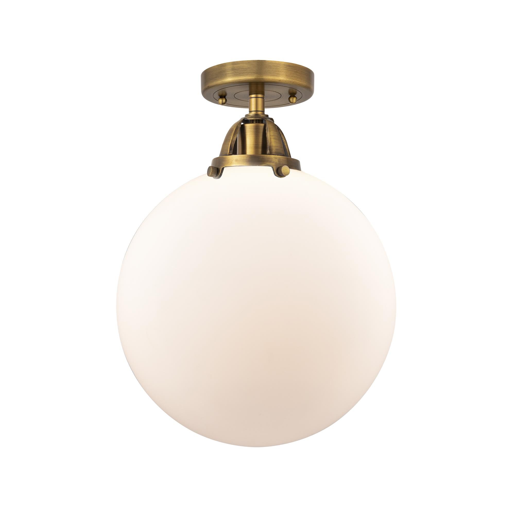 Shown in Brushed Brass finish and Matte White Cased Beacon glass and No Shade shade