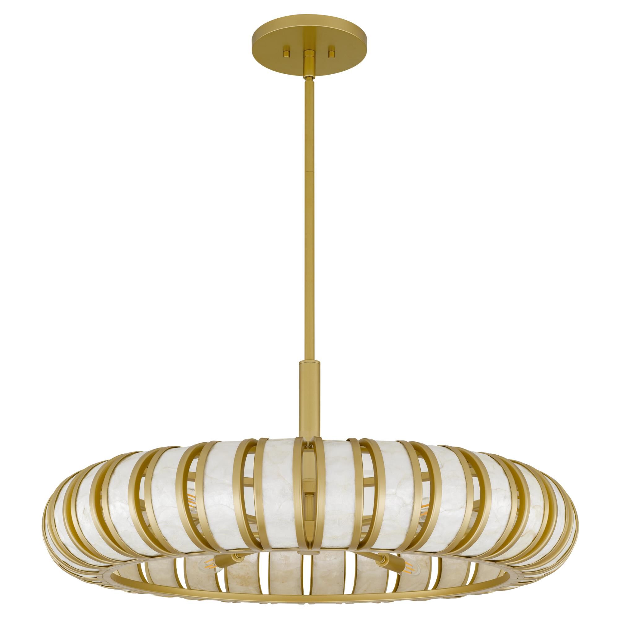 Shown in Soft Gold finish and Capiz Shell shade