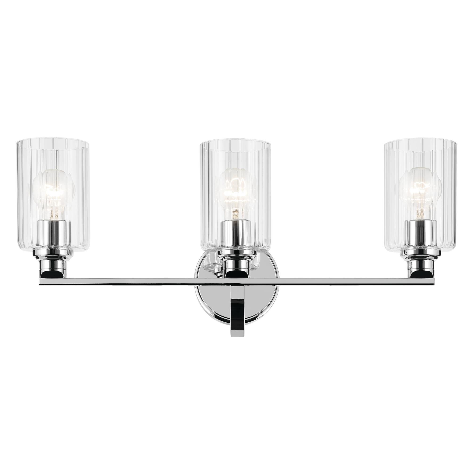 Shown in Chrome finish and Clear Fluted glass