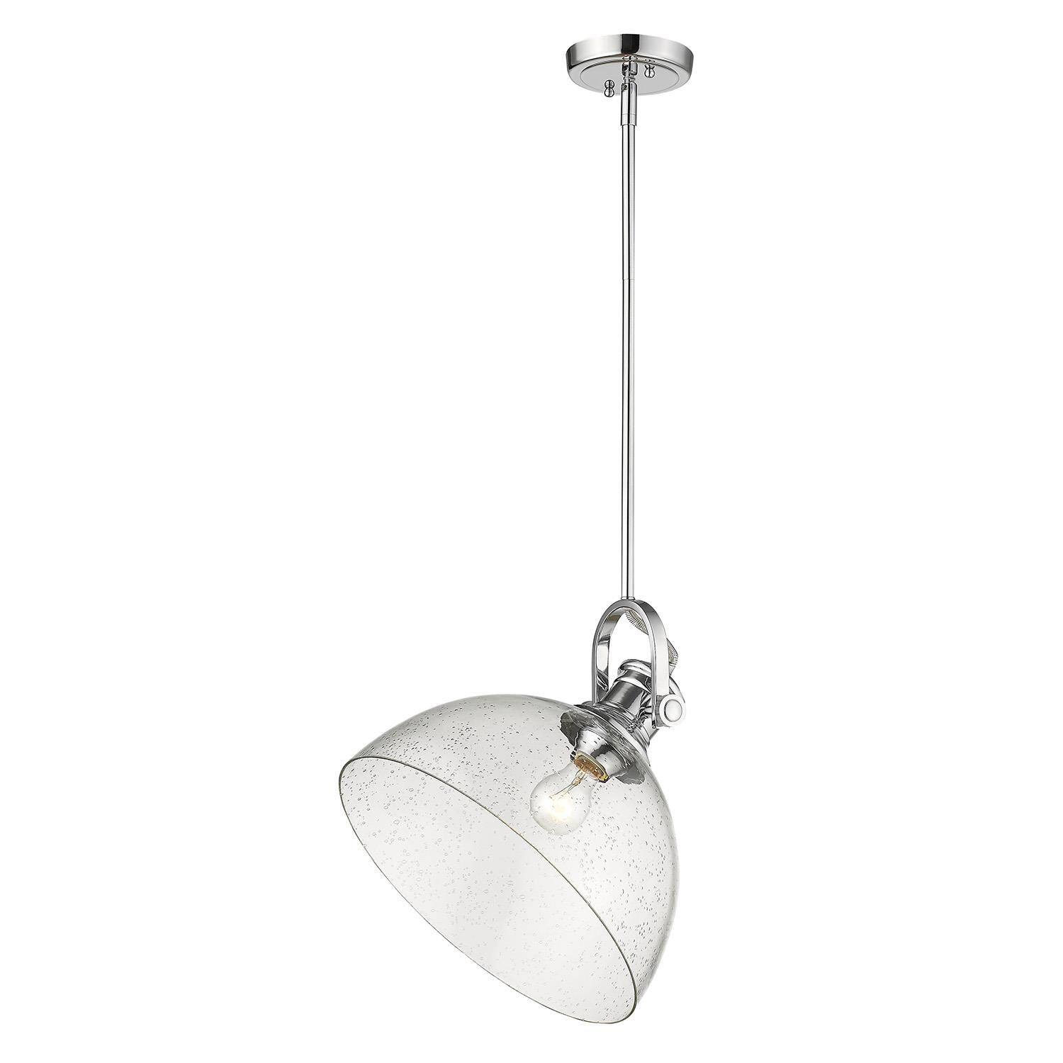 Shown in Chrome finish and Seeded glass