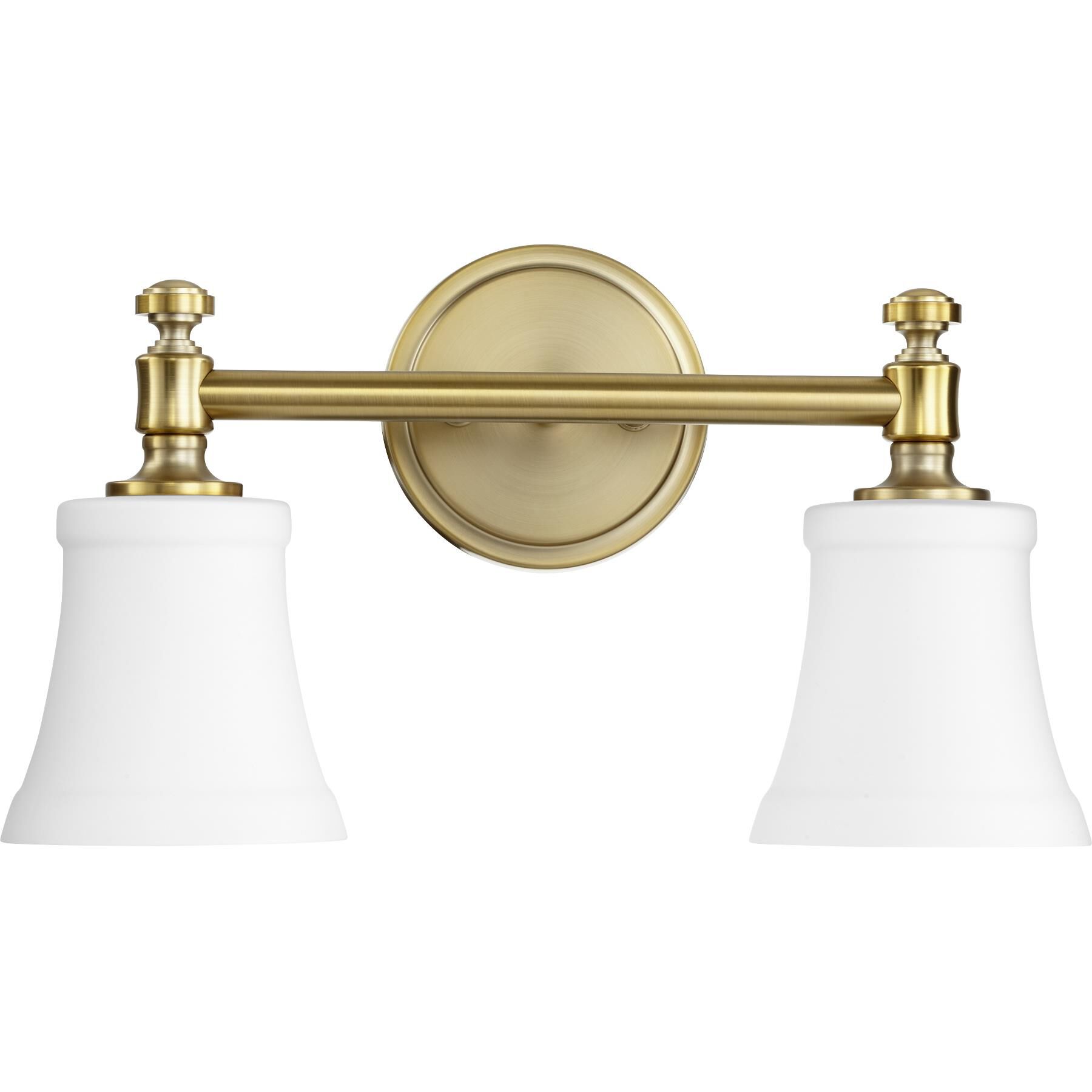 Shown in Aged Brass with Satin Opal finish and Satin Opal shade