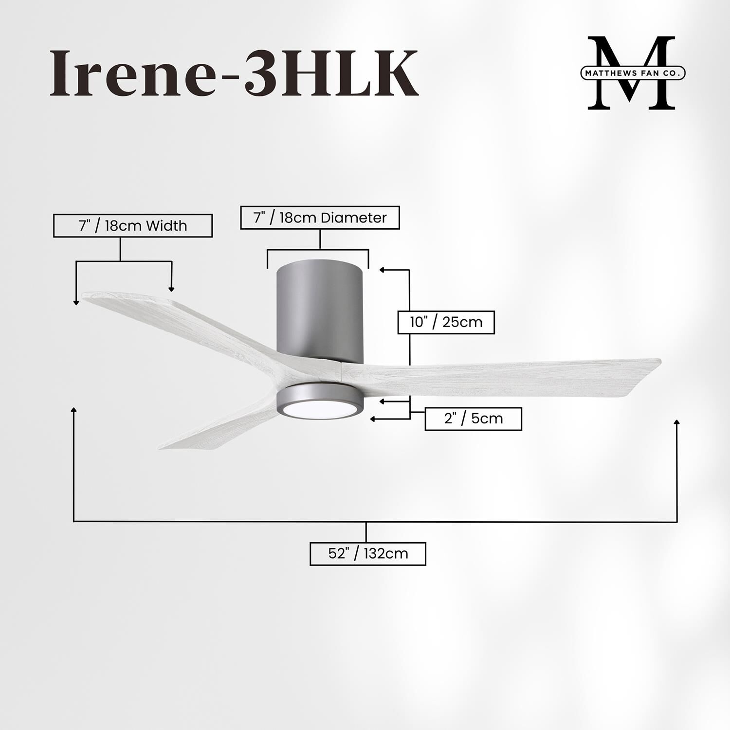 Irene 52 Inch Flush Mount Fan with Light Kit by Matthews Fan Company