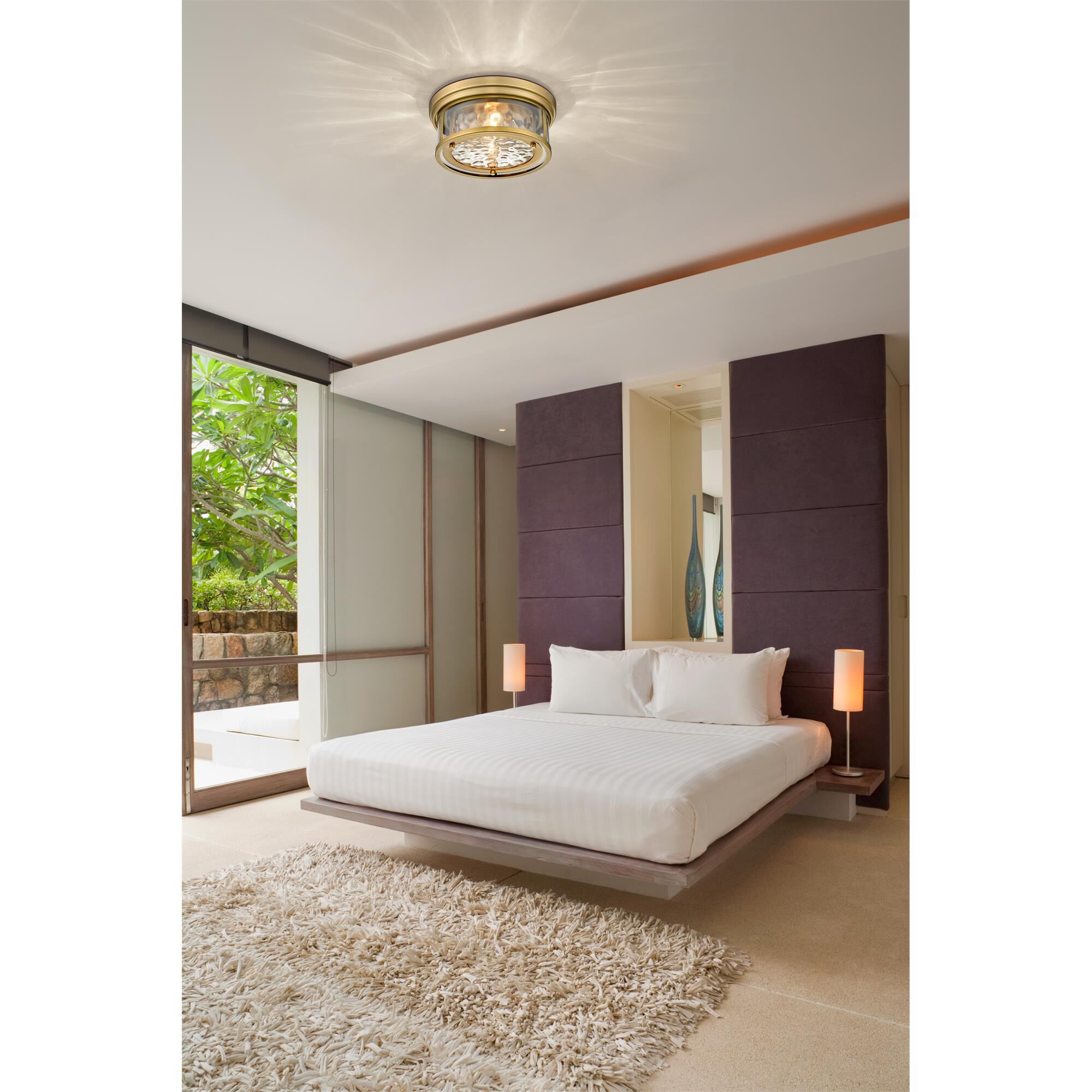 Shown in Rubbed Brass finish and Inner Clear Water and Outer Clear glass and No Shade shade