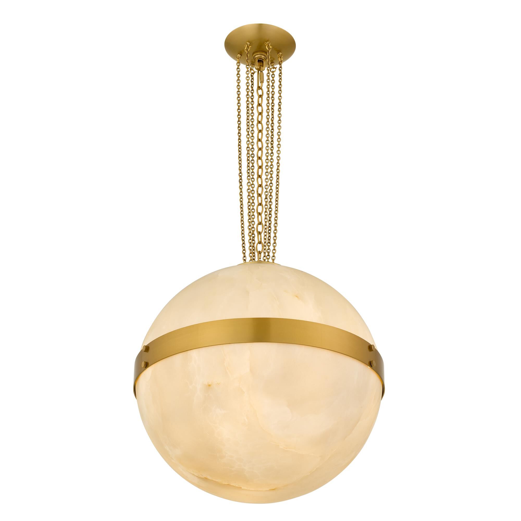 Shown in Brushed Gold finish and Alabaster Glass Top, Alabaster Glass Bottom shade