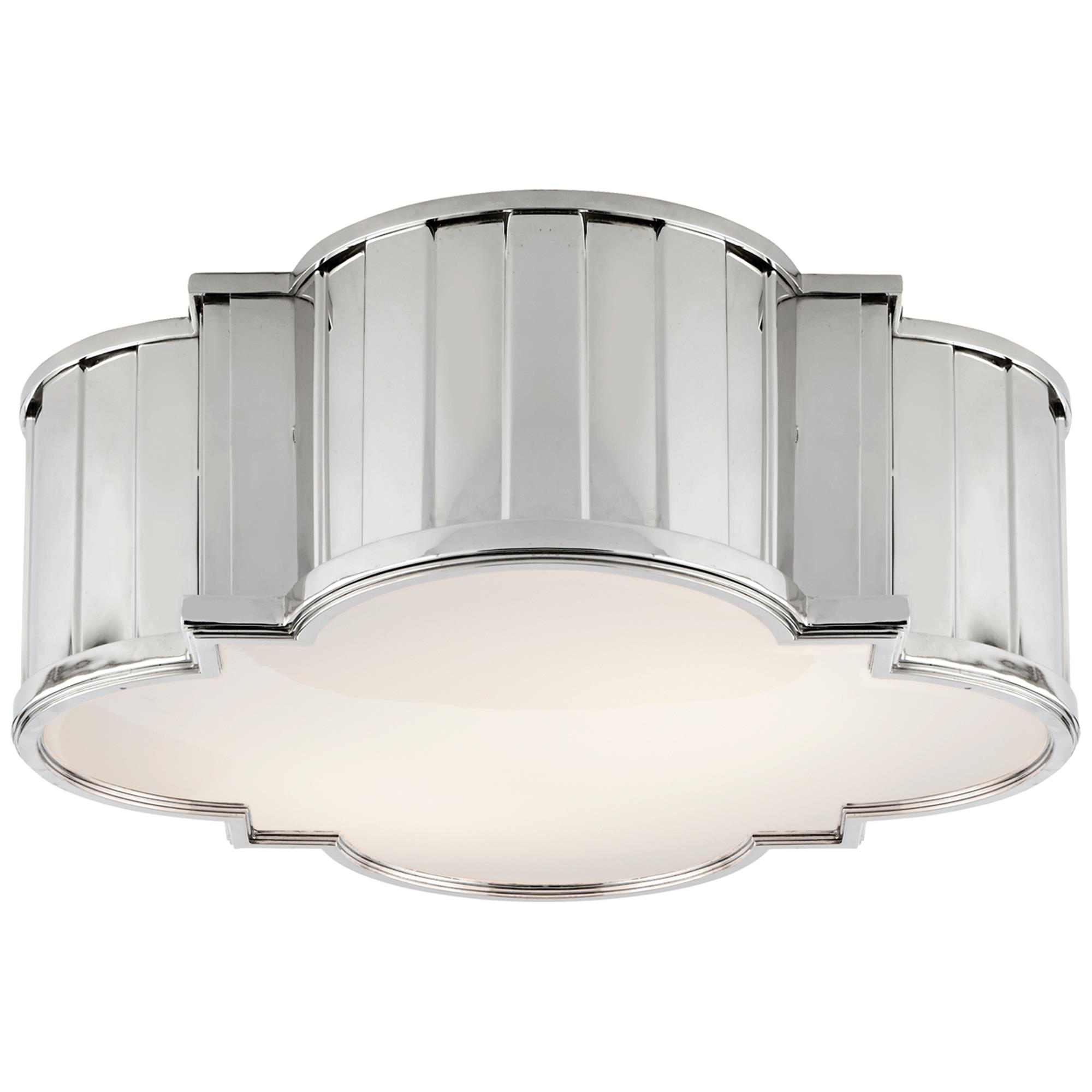 Shown in Polished Nickel finish and White glass