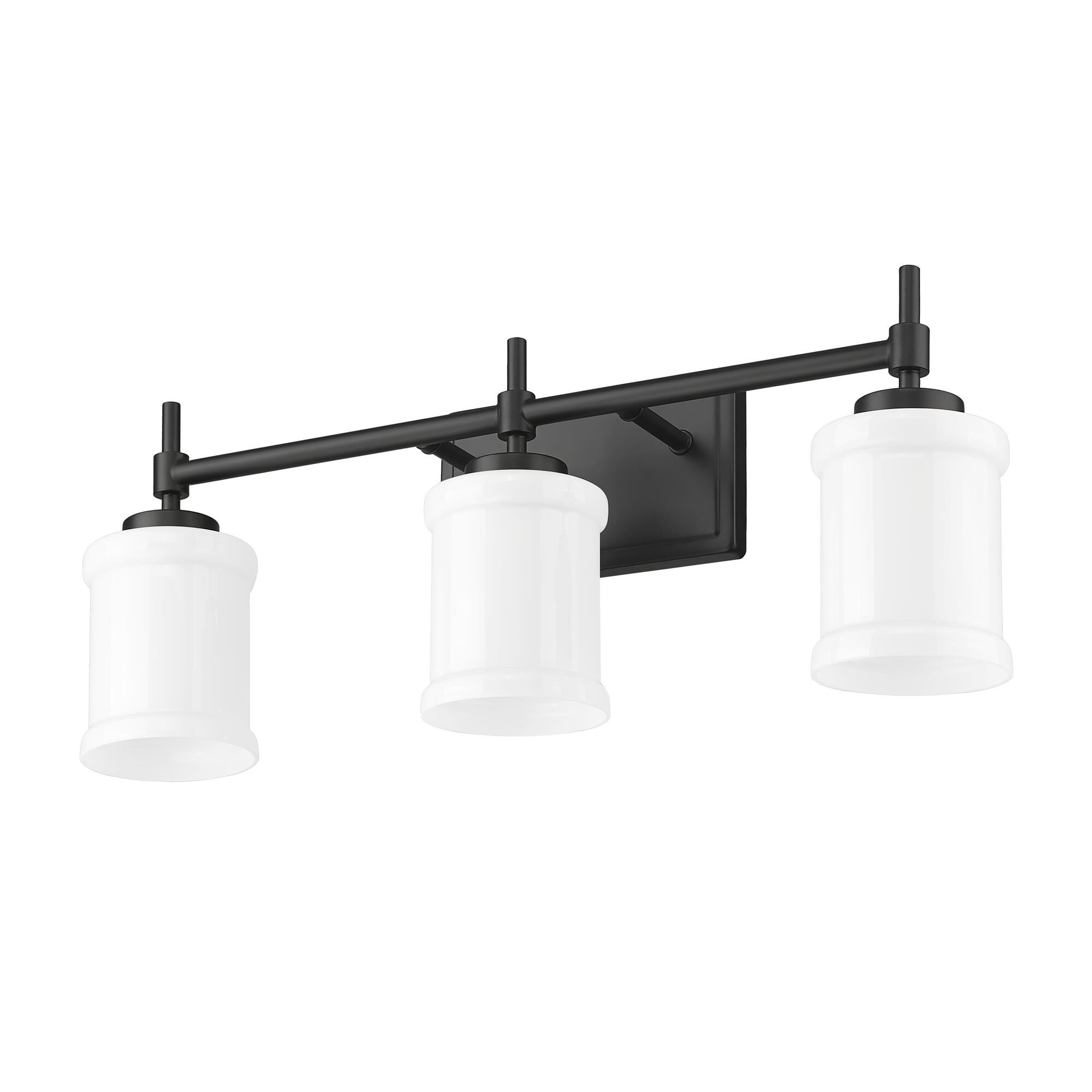 Shown in Matte Black finish and Gloss Opal glass and Gloss Opal shade