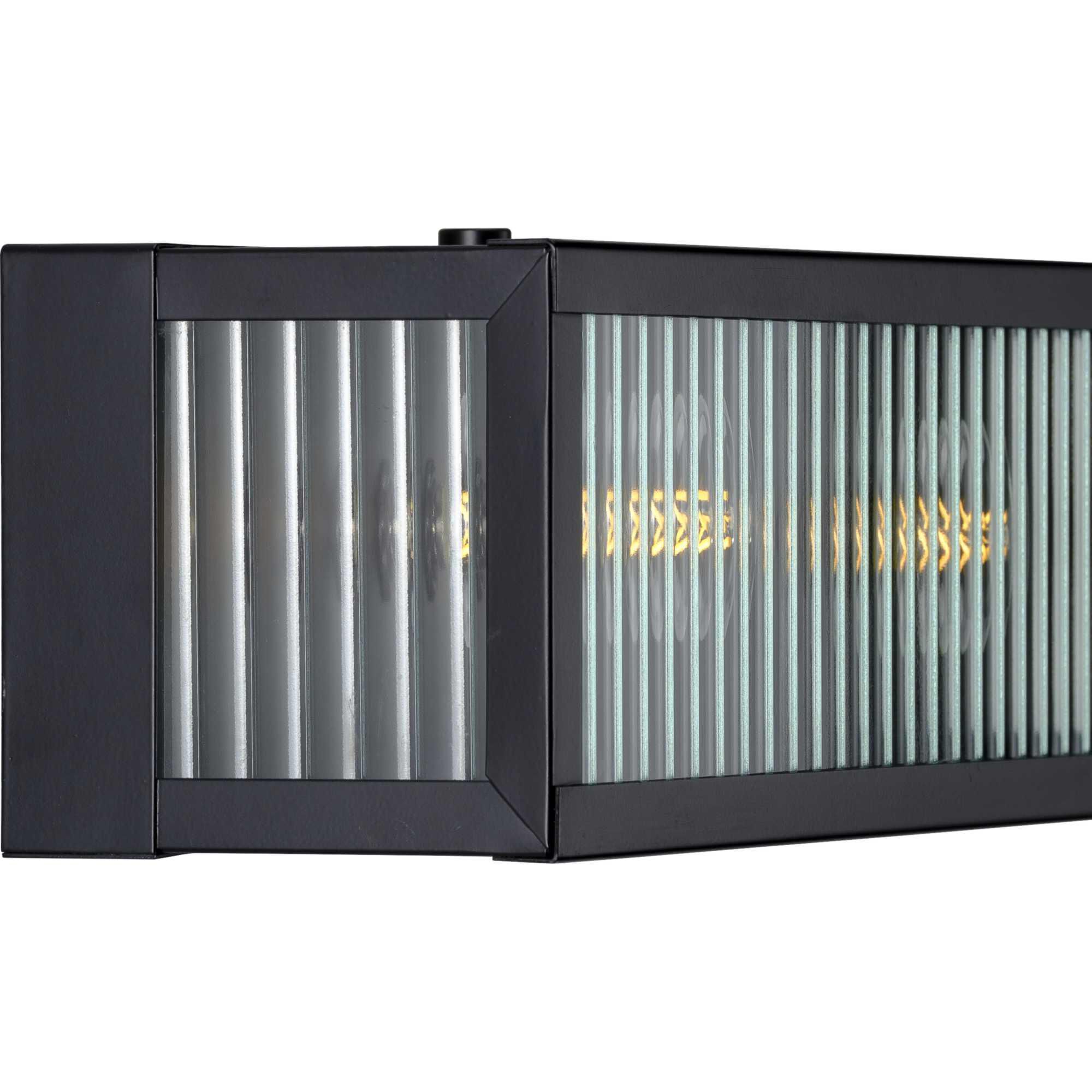 Shown in Matte Black finish and Clear Ribbed glass