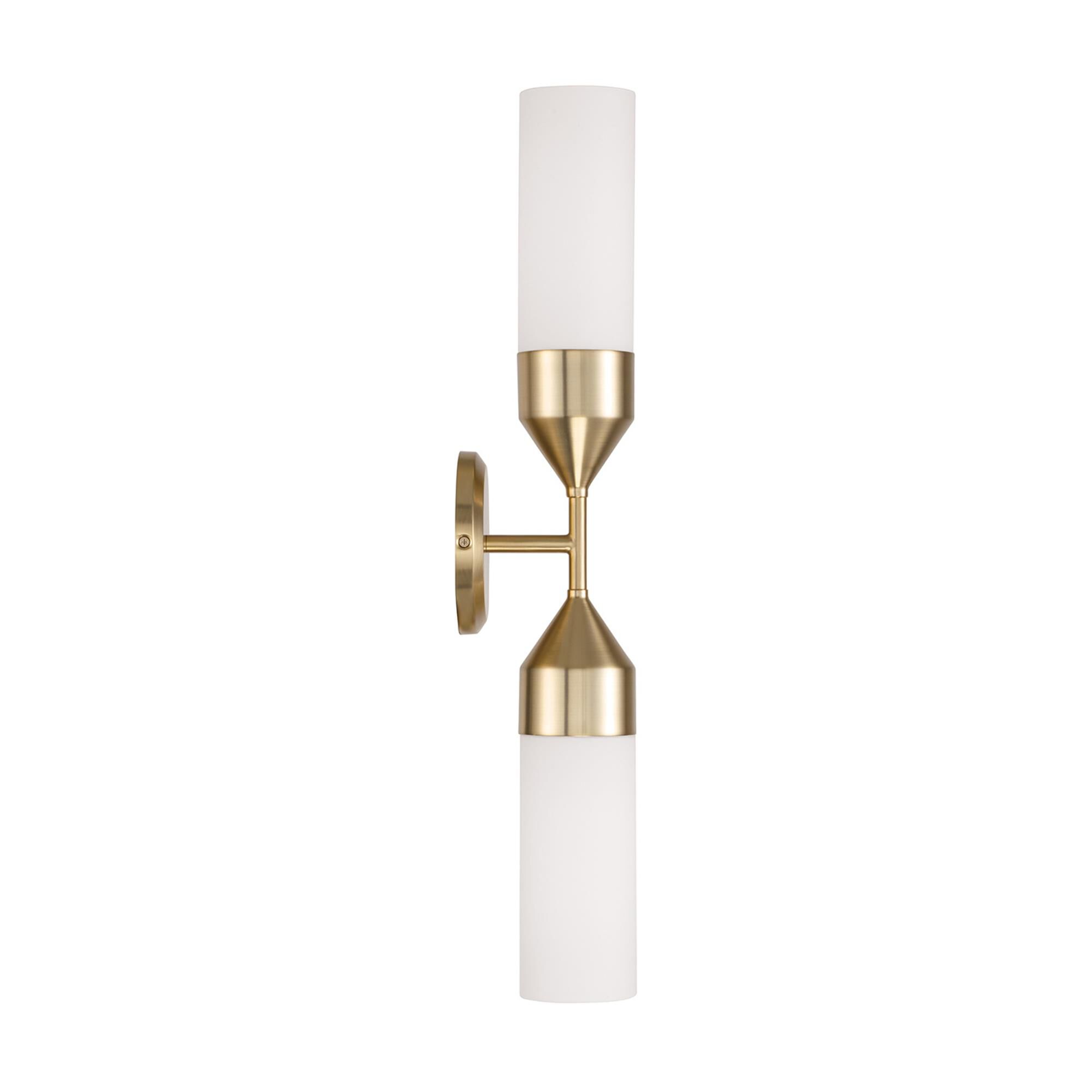 Shown in Matte Brass finish and Soft White glass