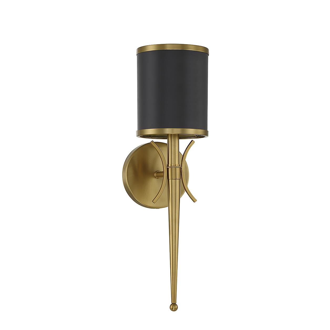 Shown in Matte Black with Warm Brass finish and Metal shade