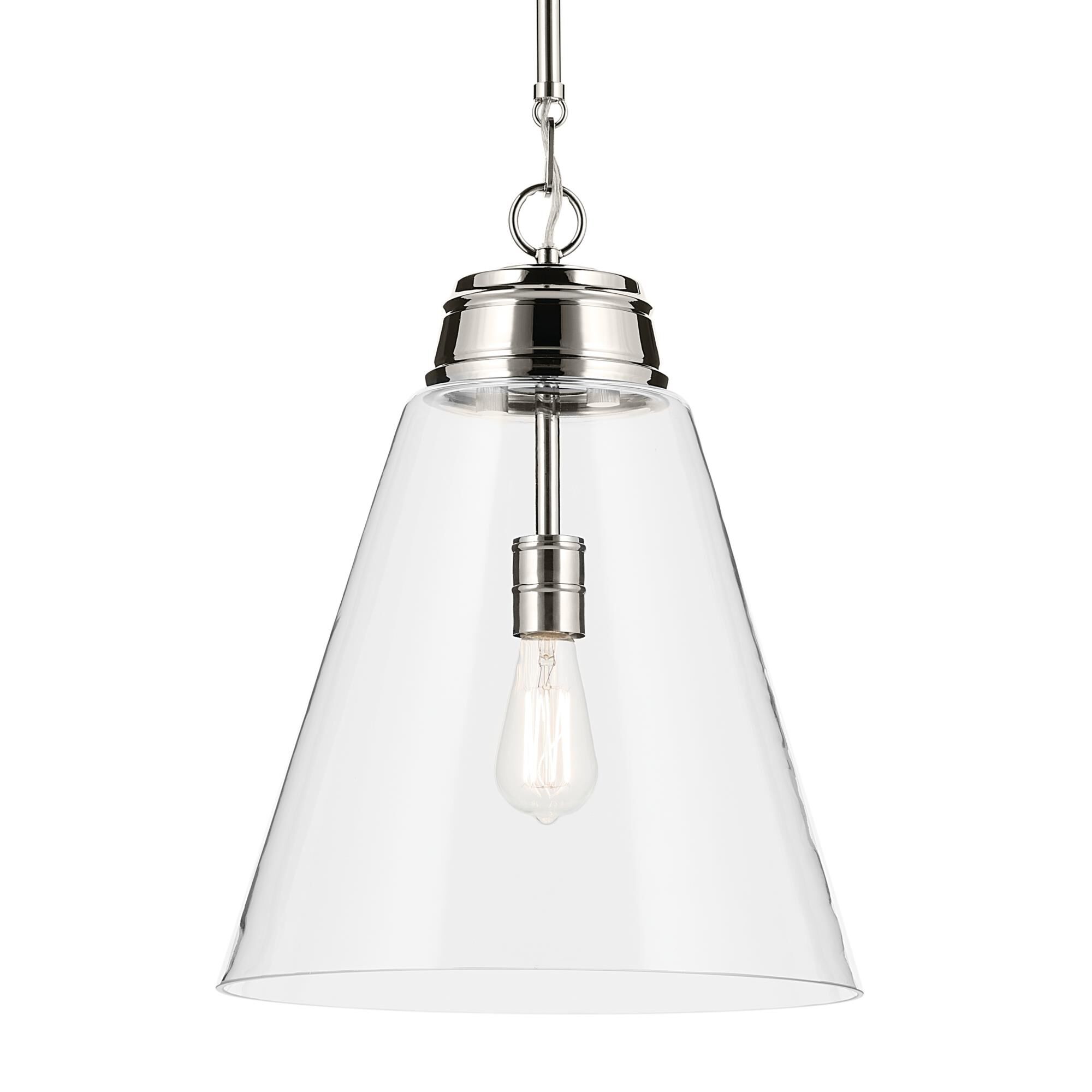 Shown in Polished Nickel finish and Clear glass