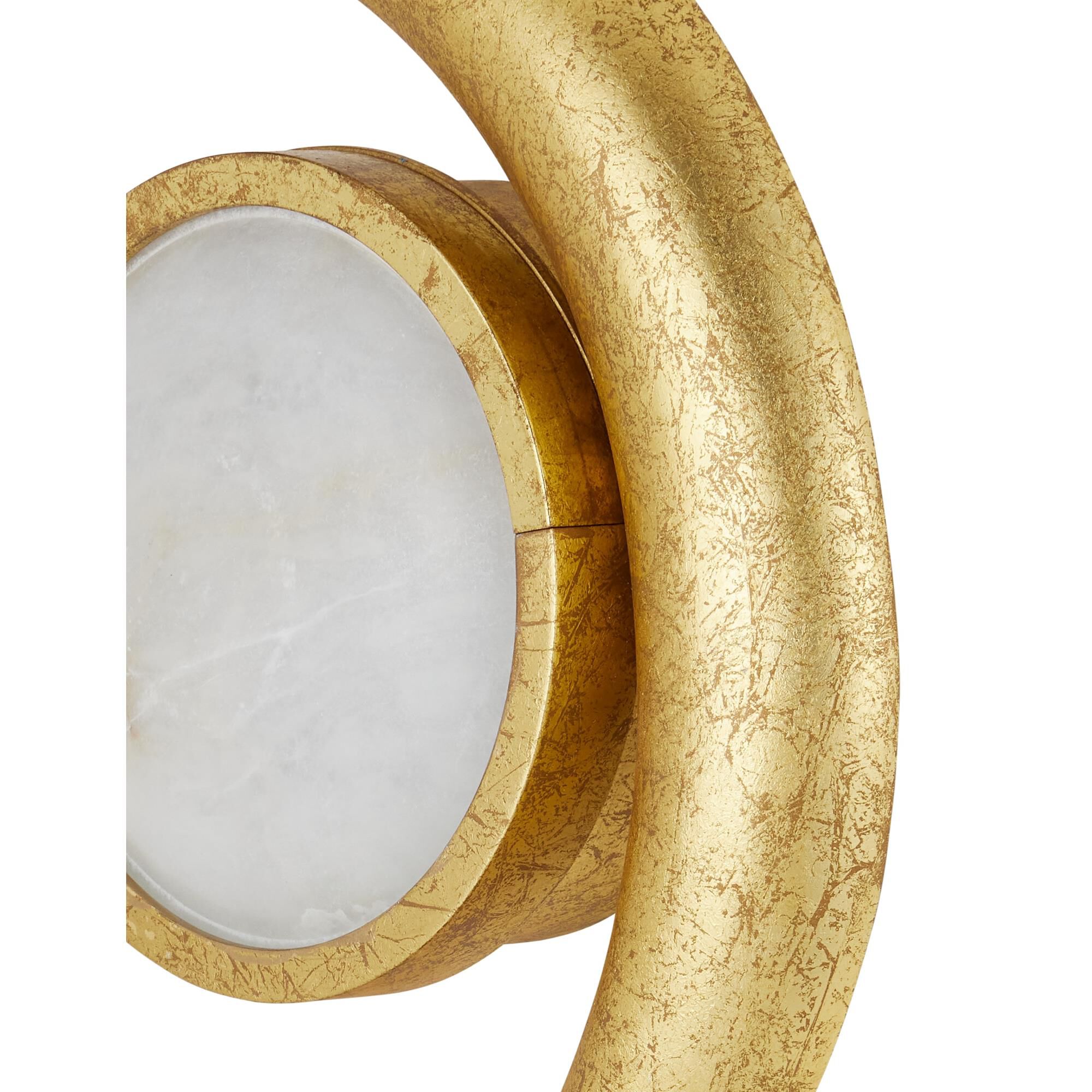 Shown in Gold Leaf and White finish and White Marble Diffuser shade