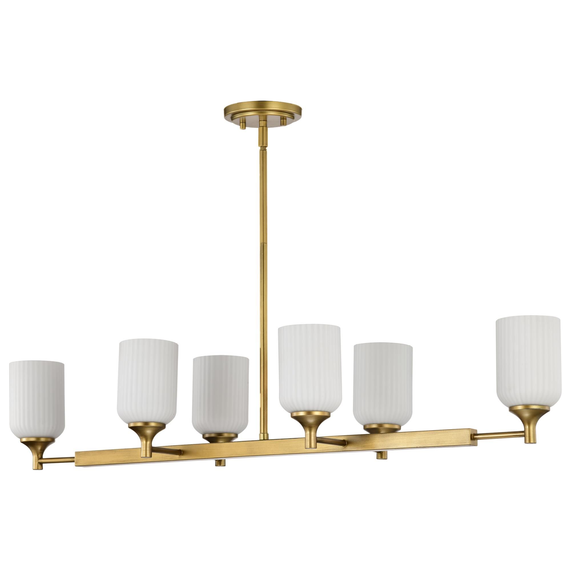 Shown in Natural Brass finish and Frosted Ribbed glass