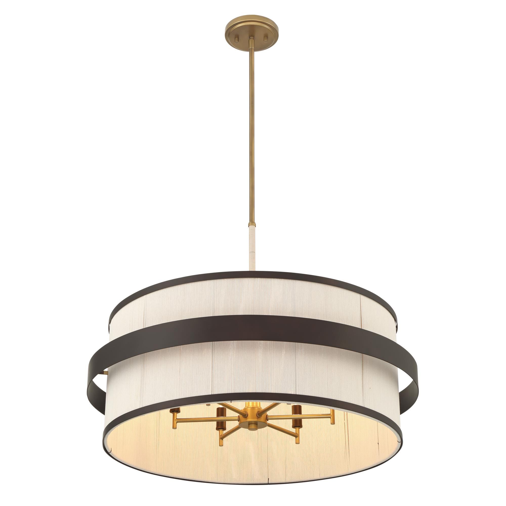 Shown in Legacy Brass (Painted) & Dark finish and Tan glass and Pure Cotton Thread shade