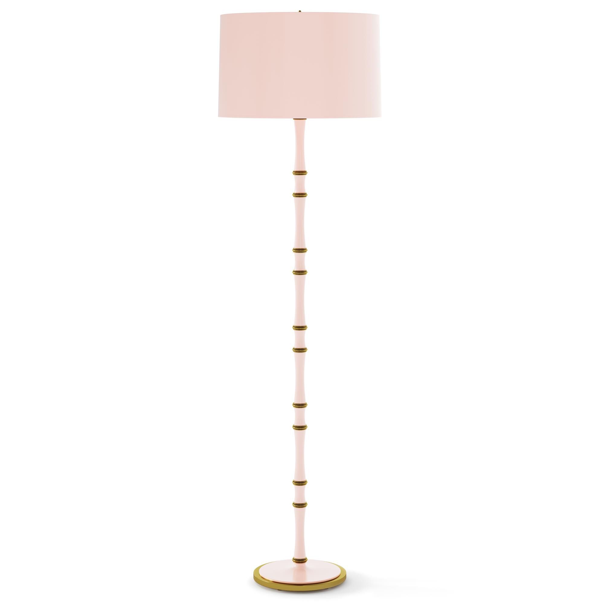 Shown in Rose Water finish and Celadon shade and Modern Brass  accent