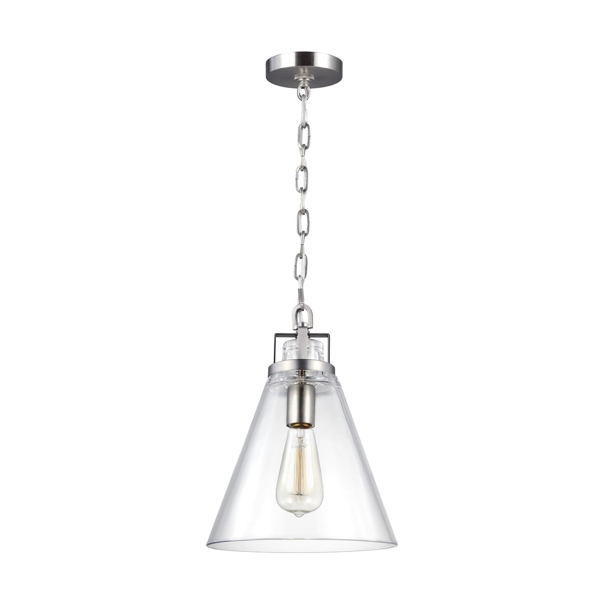 Shown in Satin Nickel finish and Clear glass