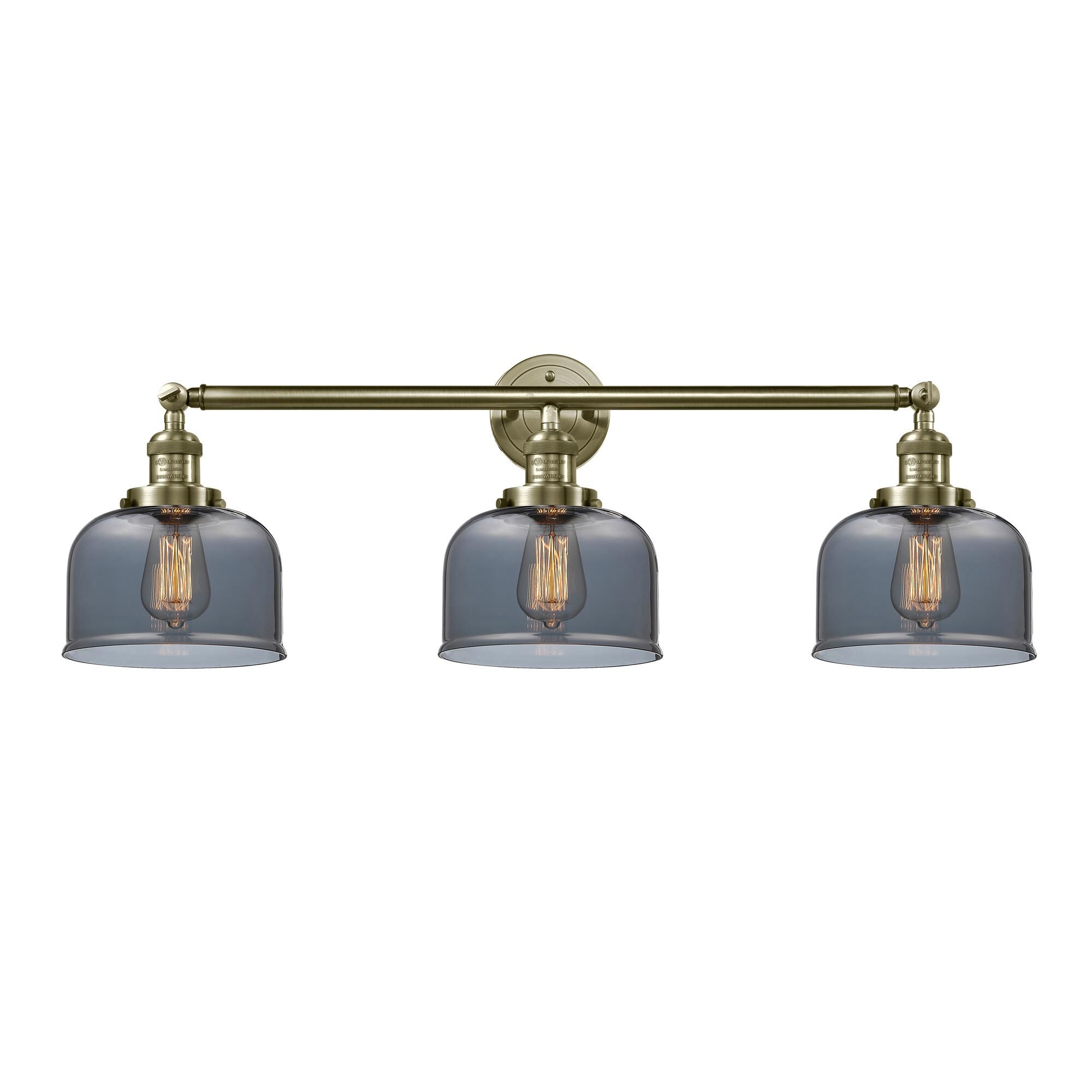 Shown in Antique Brass finish and Plated Smoked glass