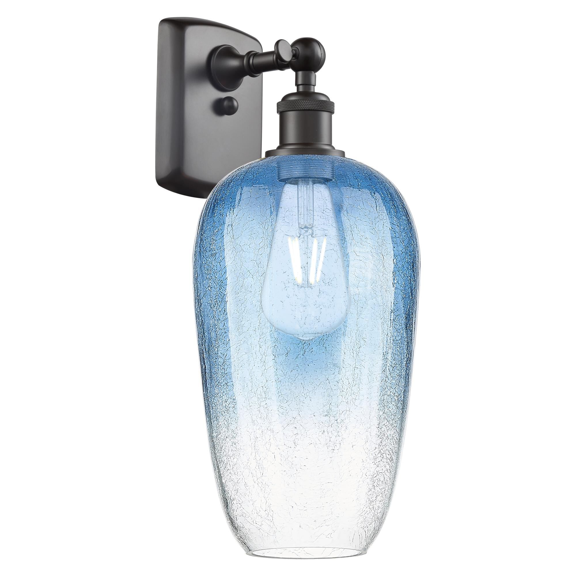 Shown in Oil Rubbed Bronze finish and Sapphire Blue glass