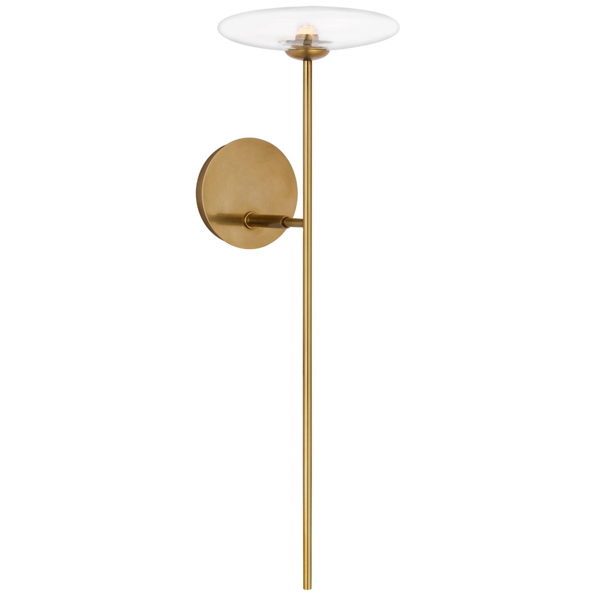 Shown in Hand-Rubbed Antique Brass finish and Clear glass