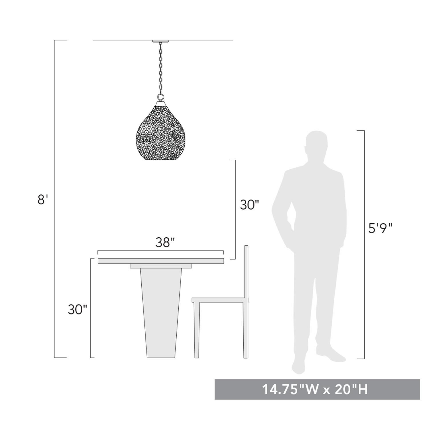 Ariella 20 Inch Large Pendant by Golden Lighting