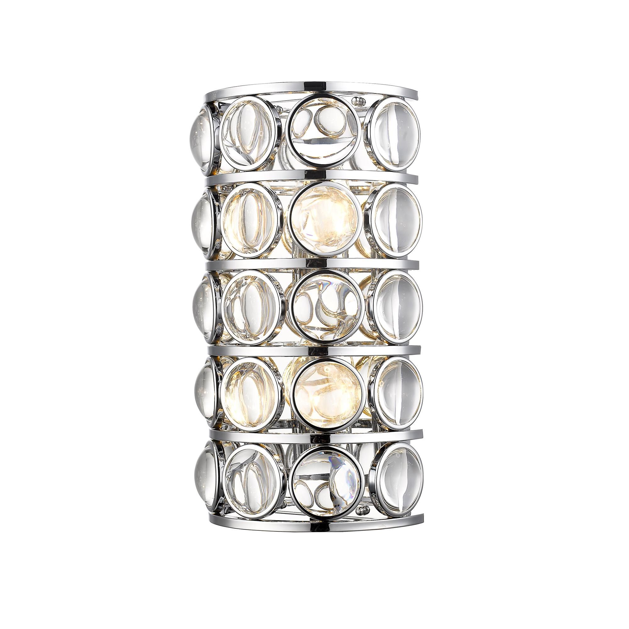 Shown in Chrome finish and Crystal glass and Crystal shade