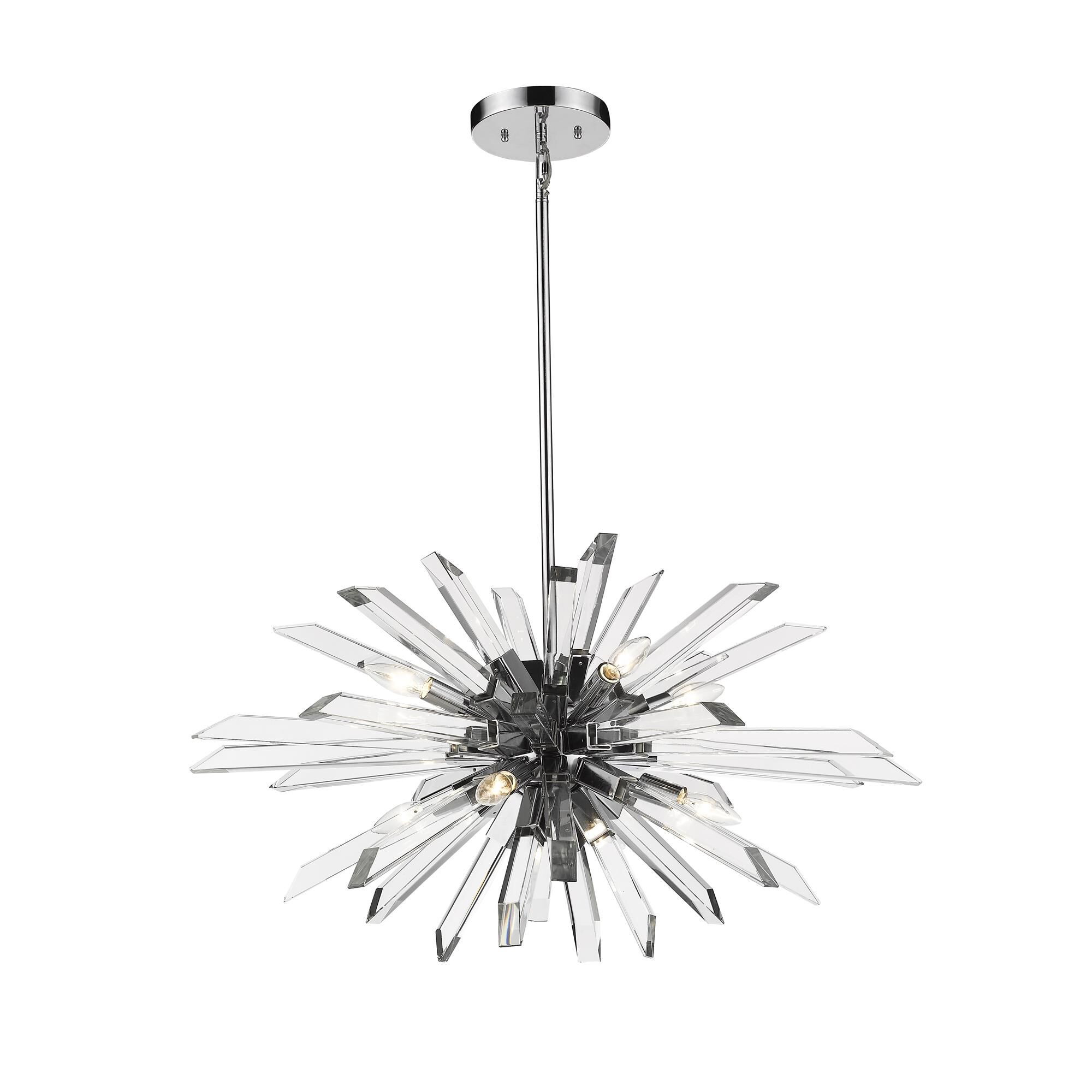Shown in Chrome finish and Crystal glass and Crystal shade