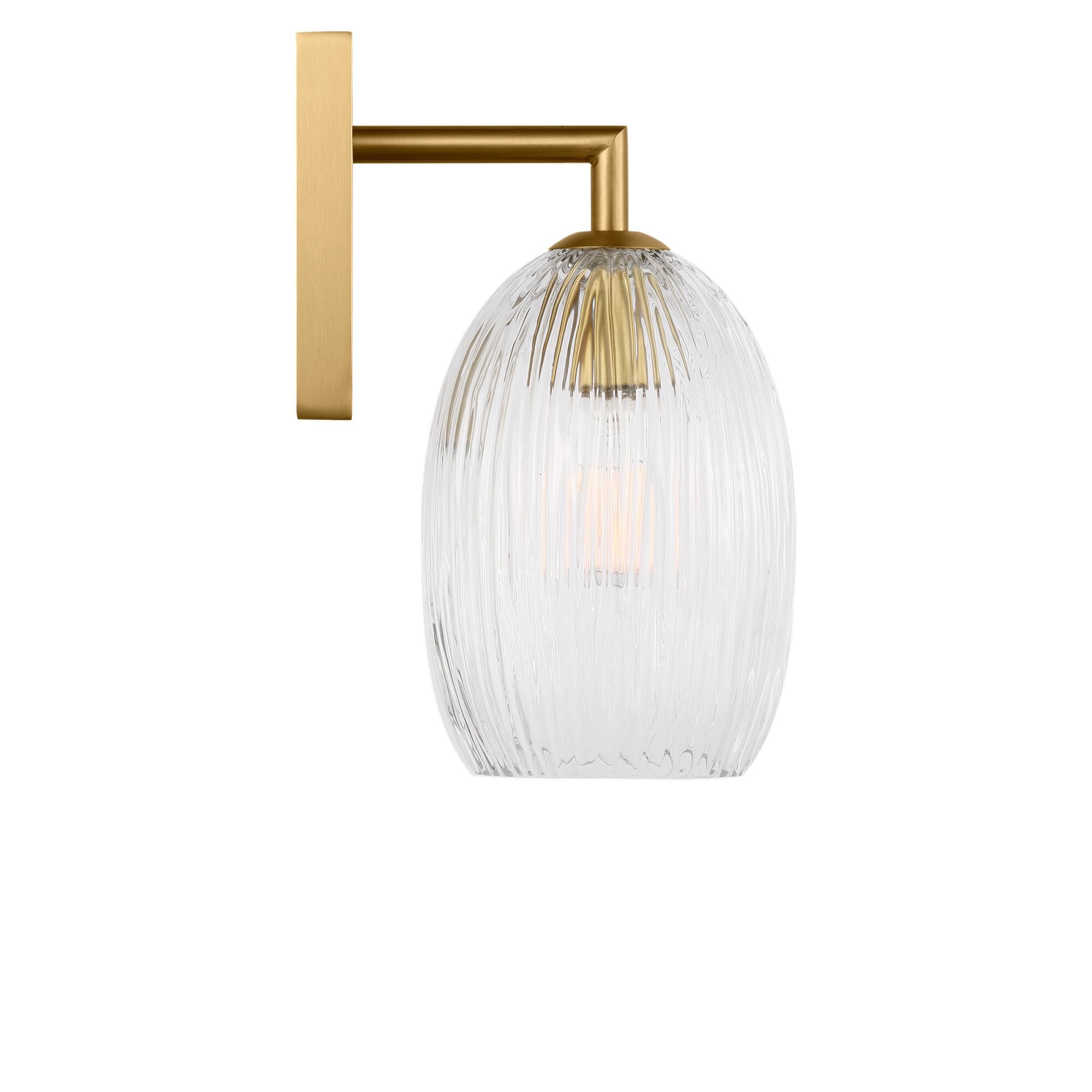 Shown in Burnished Brass finish and Striped Clear glass